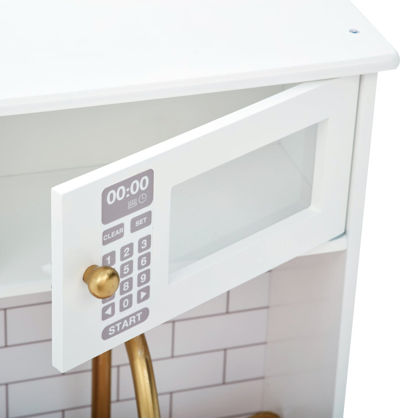 Childrens Wooden Play Kitchen White Toy Cooker Girls Boys TD-12679C