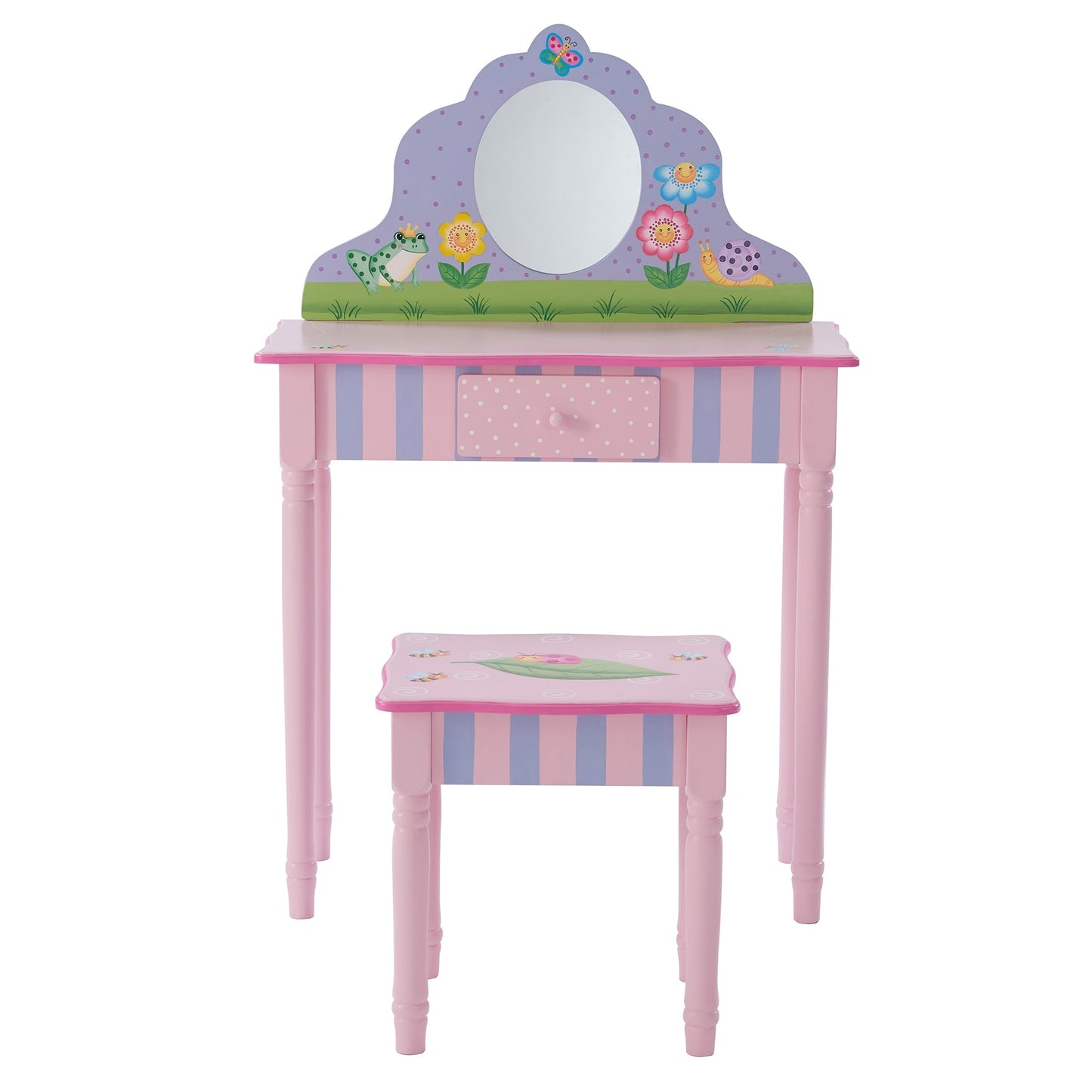 Fantasy Fields Childrens Play Wooden Vanity Table, Stool Set & Mirror TD-13245A