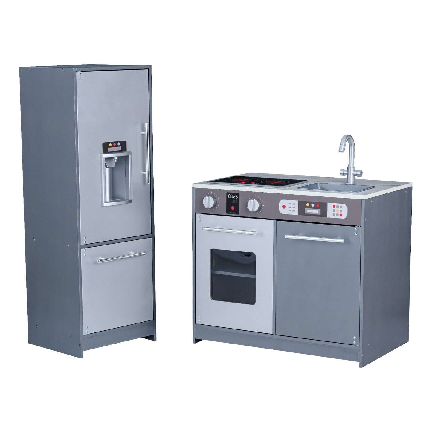 Milano Kids Wooden Play Kitchen & 10 Accessories Grey TD-13397B