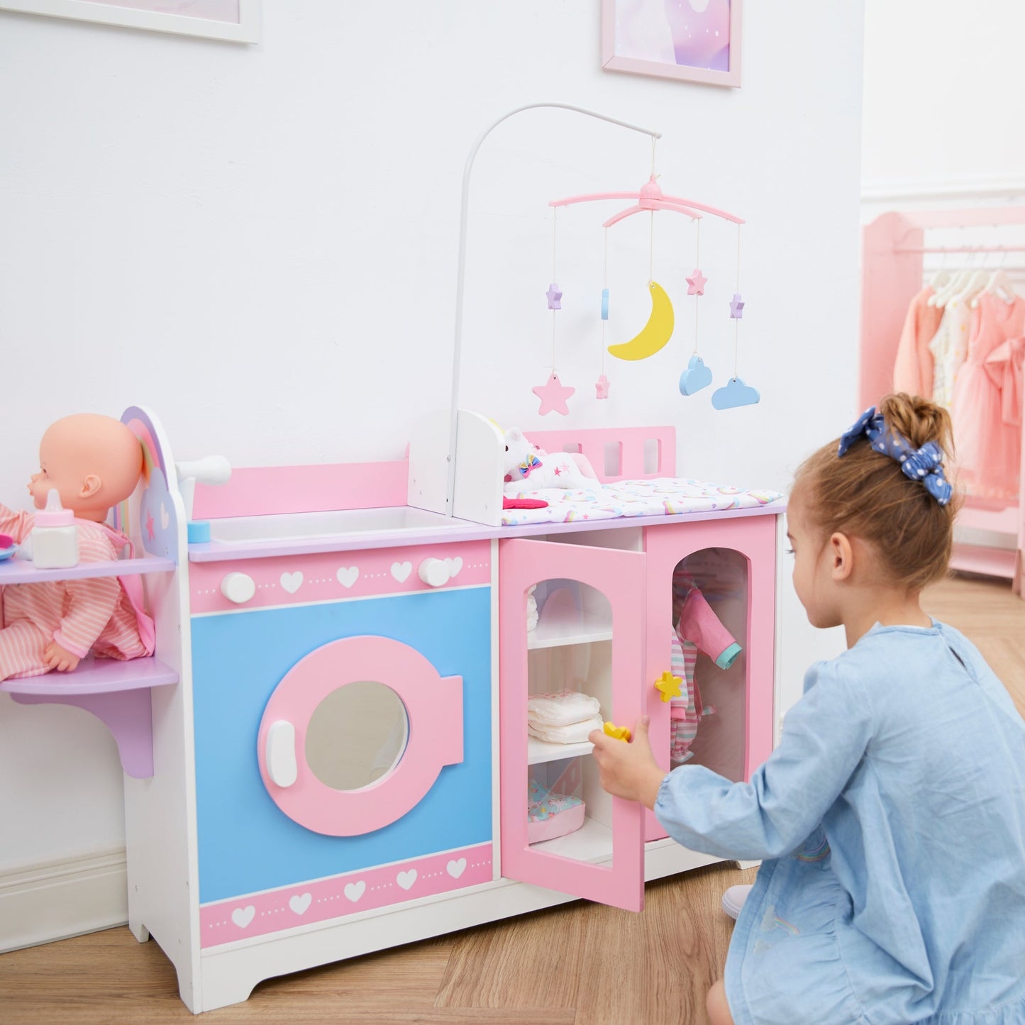Olivia's Little World 6-in-1 Doll Changing Station Nursery & 6 Accessories