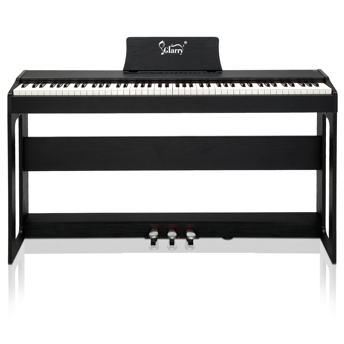 Glarry GDP-104 88 Keys Full Weighted Keyboards Digital Piano with Furniture Stand, Power Adapter, Triple Pedals, Headphone, for All Experience Levels Black