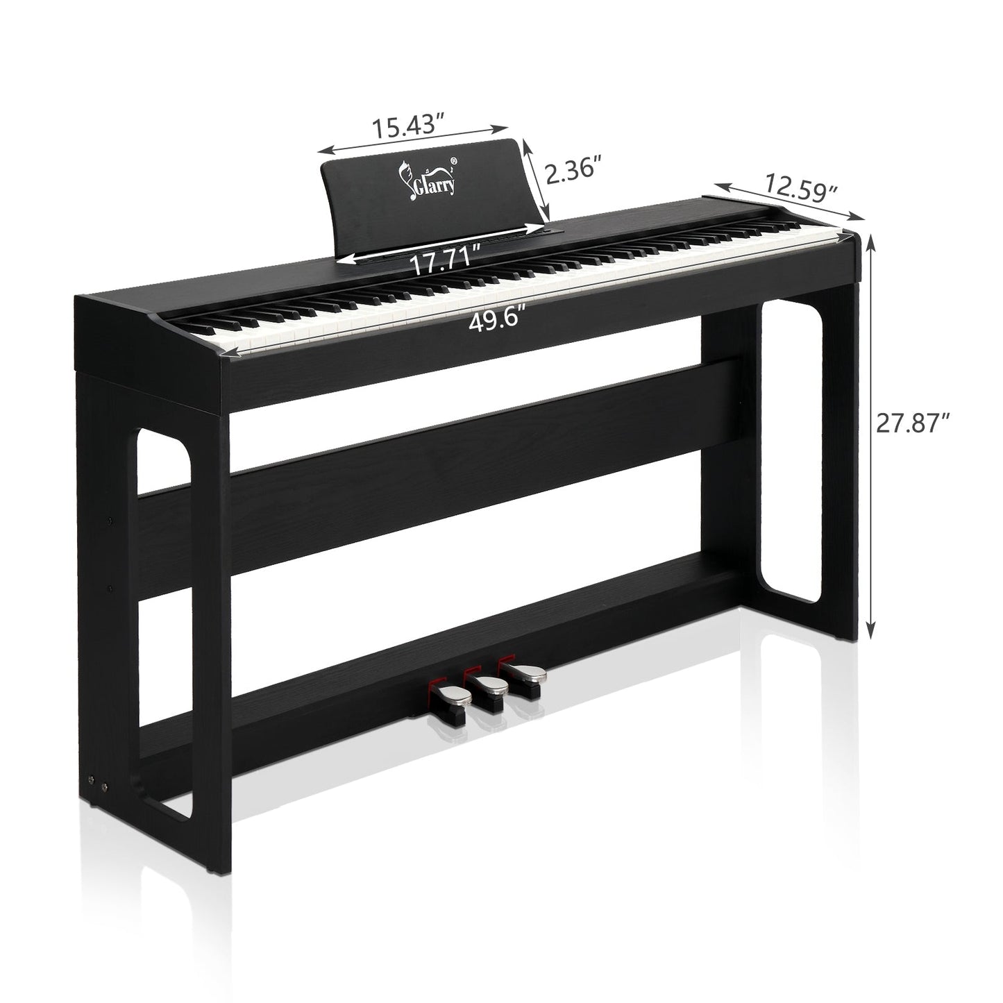 Glarry GDP-104 88 Keys Full Weighted Keyboards Digital Piano with Furniture Stand, Power Adapter, Triple Pedals, Headphone, for All Experience Levels Black