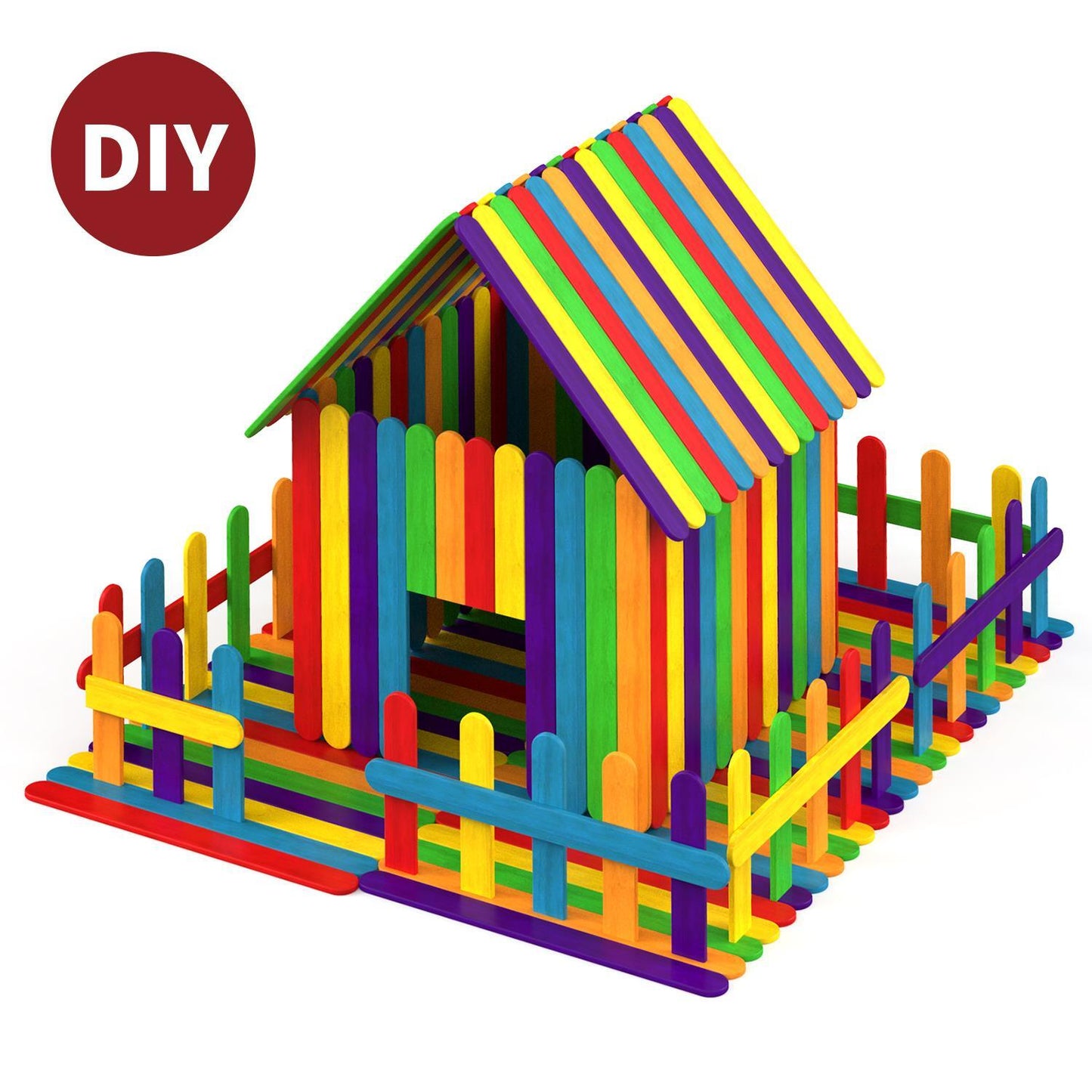 300pcs Coloured Wooden Lolly Sticks For Desserts Kids DIY Art & Crafts