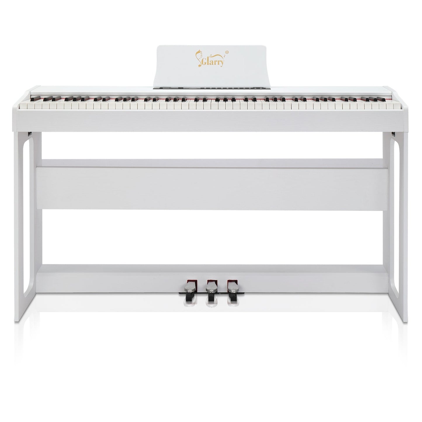Glarry GDP-104 88 Keys Full Weighted Keyboards Digital Piano with Furniture Stand, Power Adapter, Triple Pedals, Headphone, for All Experience Levels White