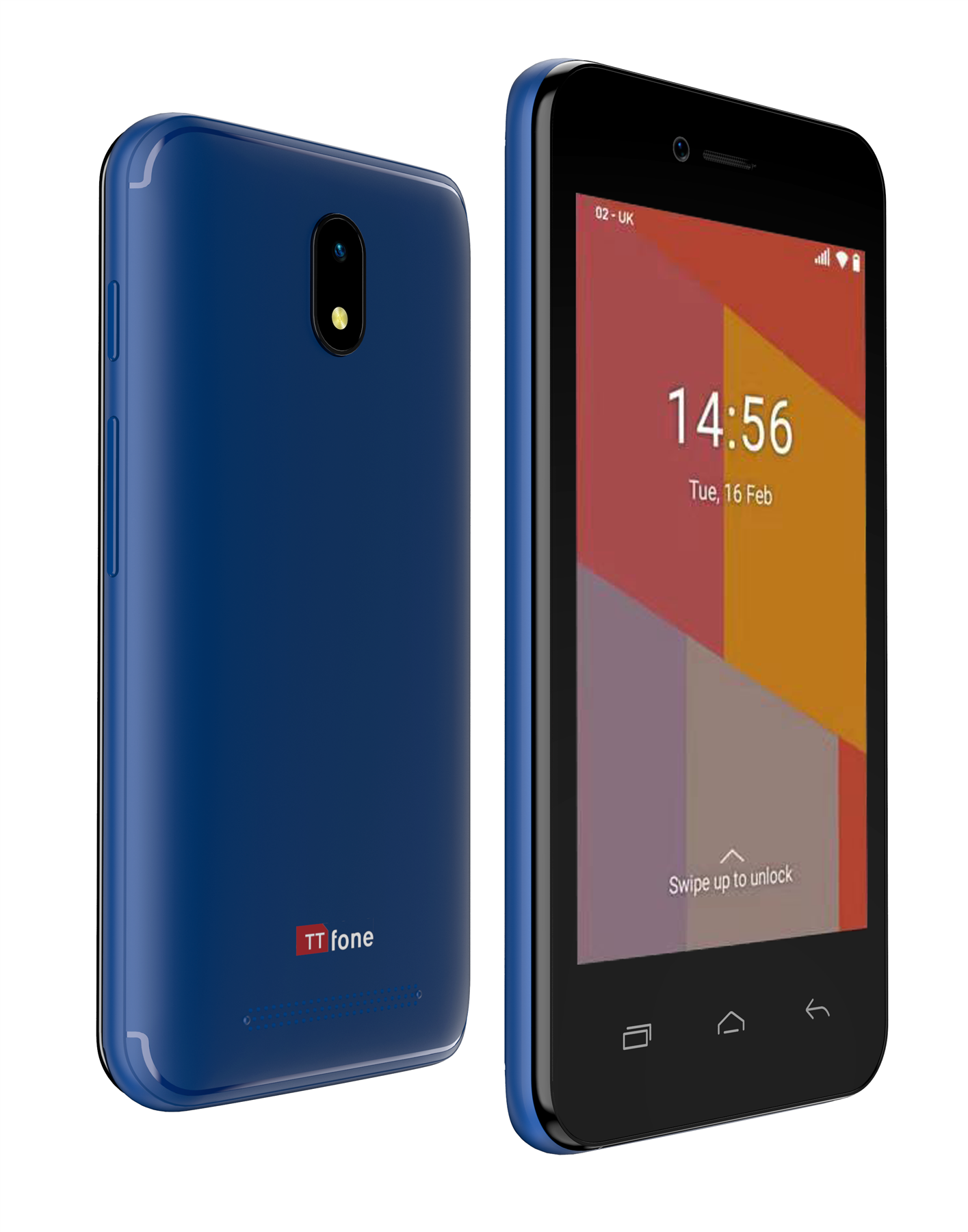 TT20 BLUE Smart 3G Mobile Phone Android GO - 8GB - Dual Sim - 4" Touch Screen Mains Charger & Vodafone Sim Card