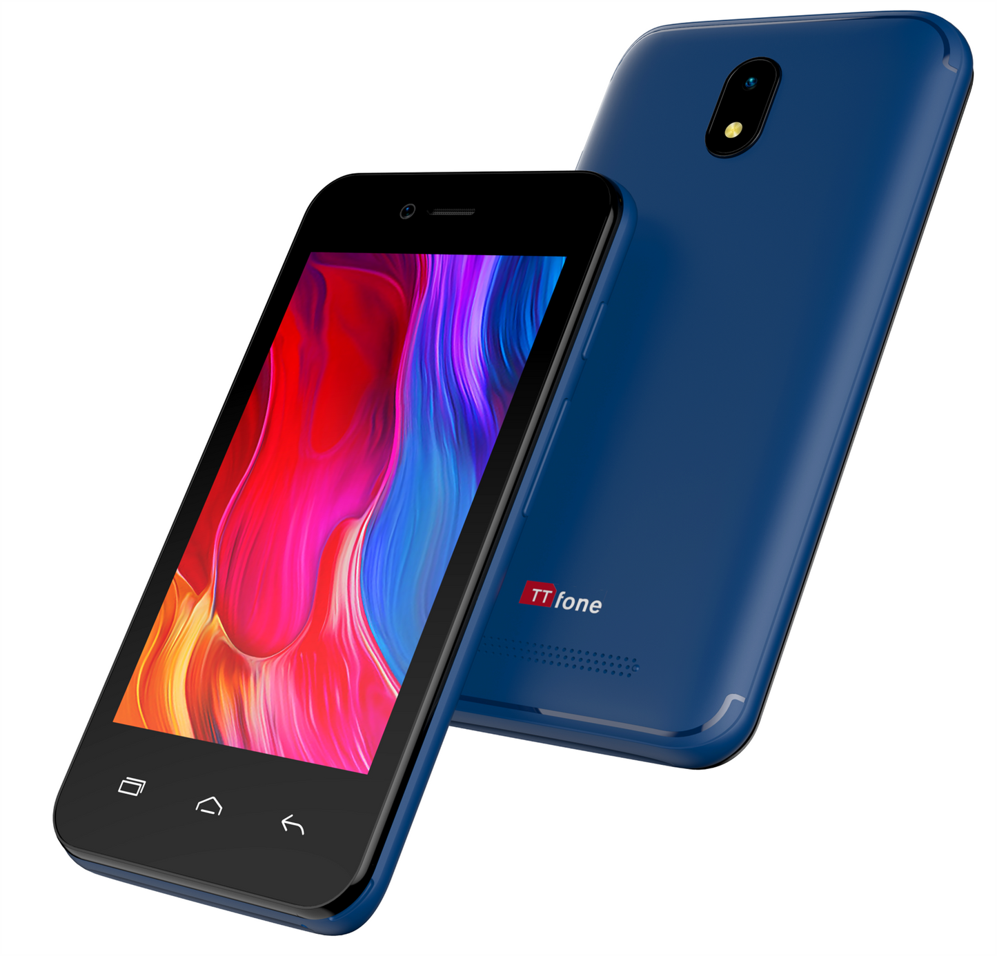 TT20 BLUE Smart 3G Mobile Phone Android GO - 8GB - Dual Sim - 4" Touch Screen Mains Charger & Vodafone Sim Card