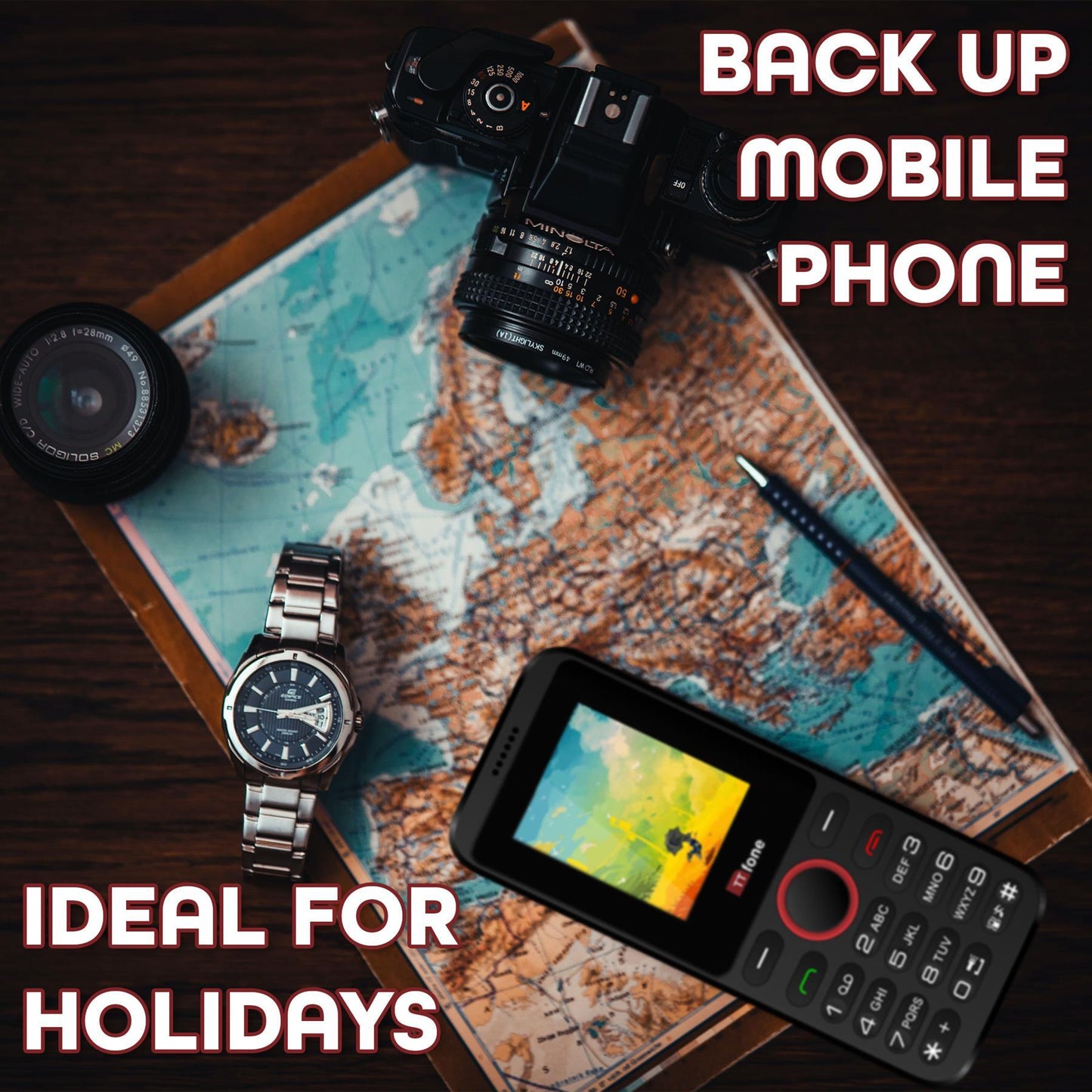 TT160 Dual Sim Basic Simple Mobile Phone - Camera Torch MP3 Bluetooth Mains Charger & Vodafone Sim Card