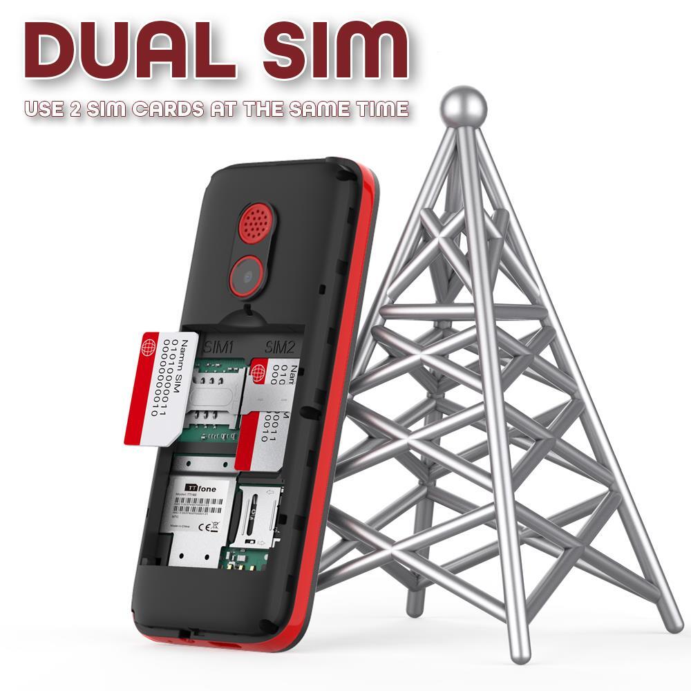TT160 Dual Sim Basic Simple Mobile Phone - Camera Torch MP3 Bluetooth Mains Charger & Vodafone Sim Card