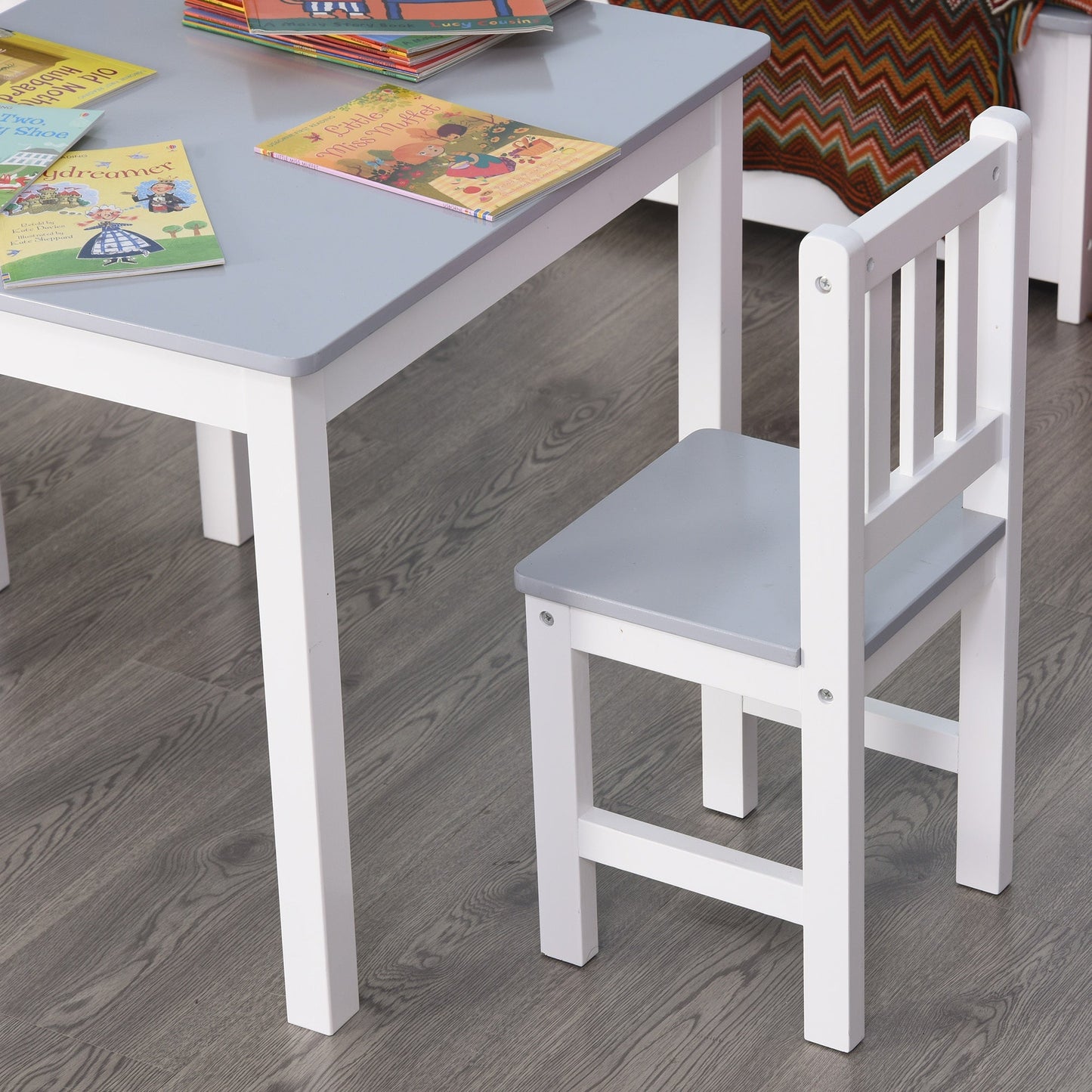 Kids Table and 2 Chairs Set 3 Pieces Toddler Multi-usage Desk Indoor HOMCOM