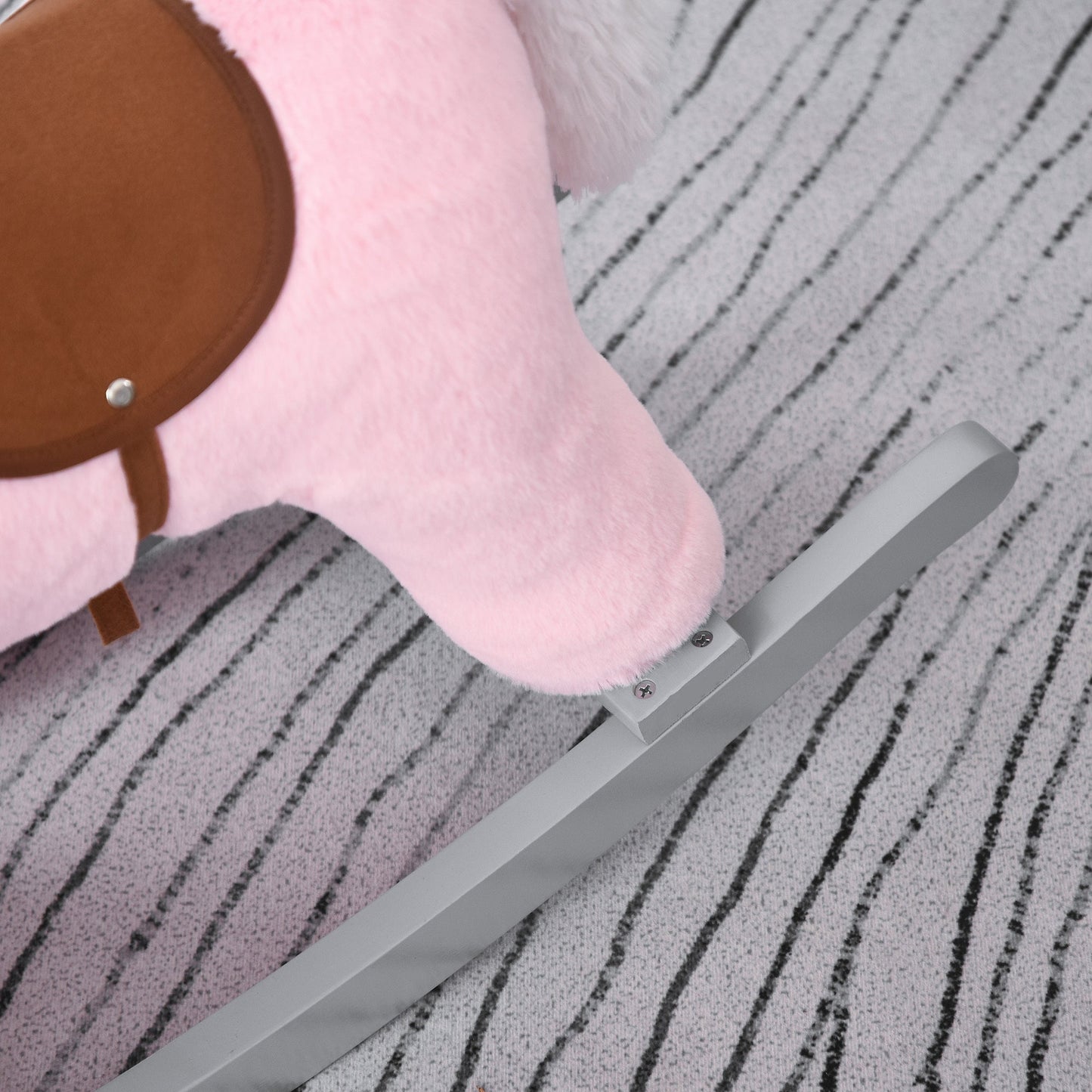 Kids Plush Ride-On Rocking Horse with Plush Toy Sound Handle Grip HOMCOM