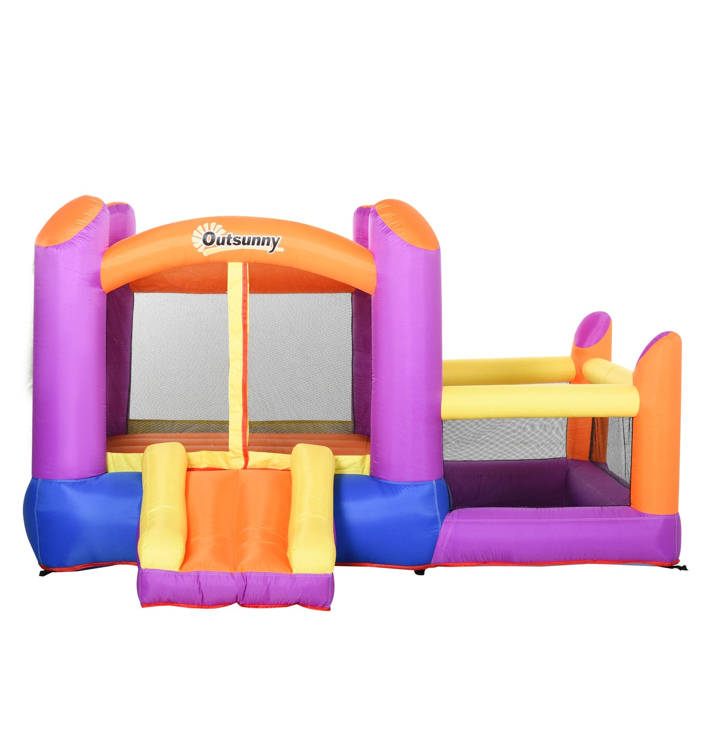 Bouncy Castle with Slide Pool House Inflatable w/ Blower Multi-color Outsunny