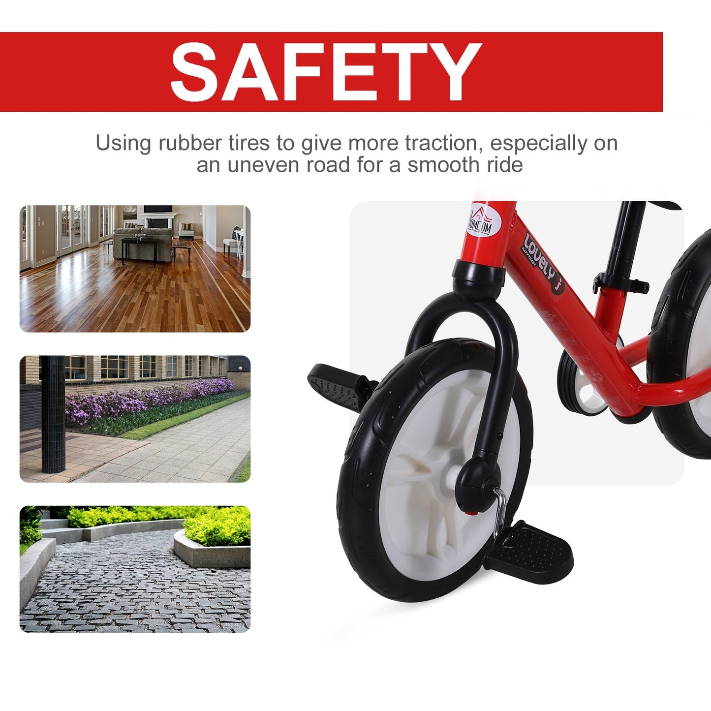 Kids Balance Training Bike Toy w/ Stabilizers For Child 2-5 Years Red HOMCOM