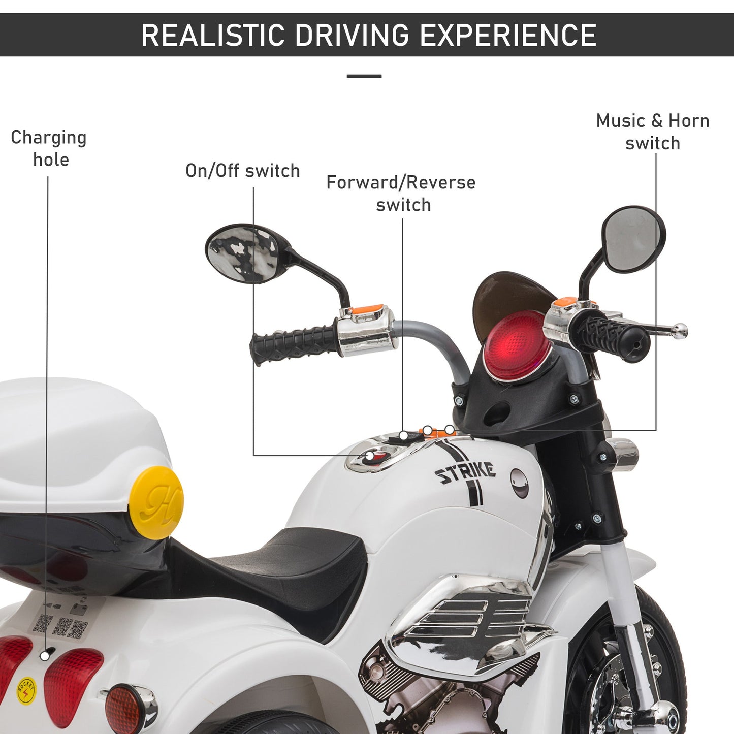 3km/h Electric Motorbike Ride On Lights Music Horn Storage 18-36 month