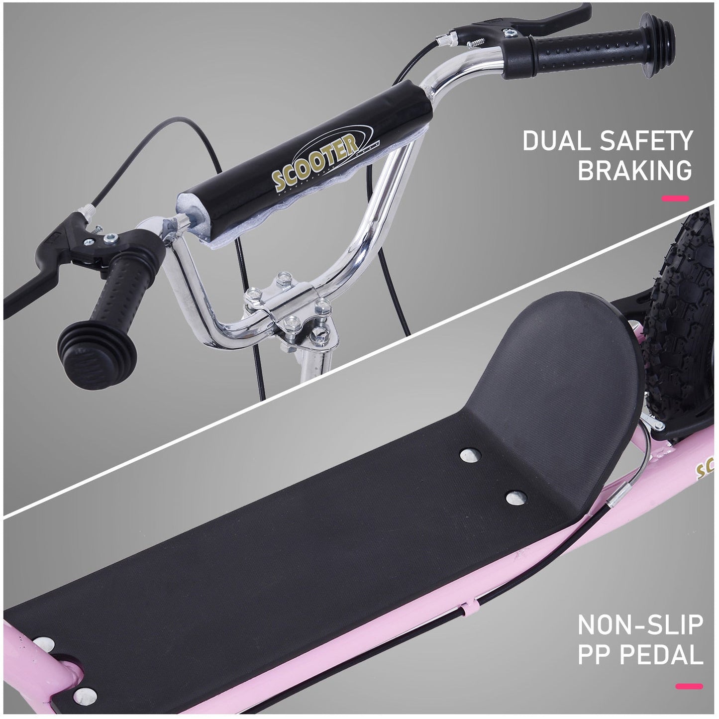Teen Scooter Adjustable Height Dual Brakes Rubber Wheels Kickstand HOMCOM