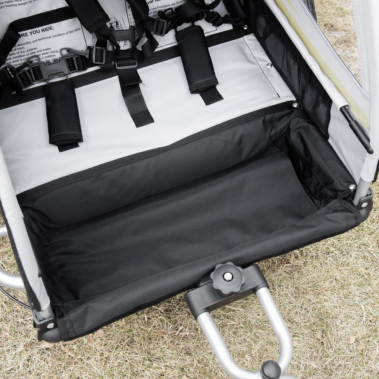 Two-In-One Child Bike Trailer Two-Seat Stroller w/ Brake Reflector Flag HOMCOM