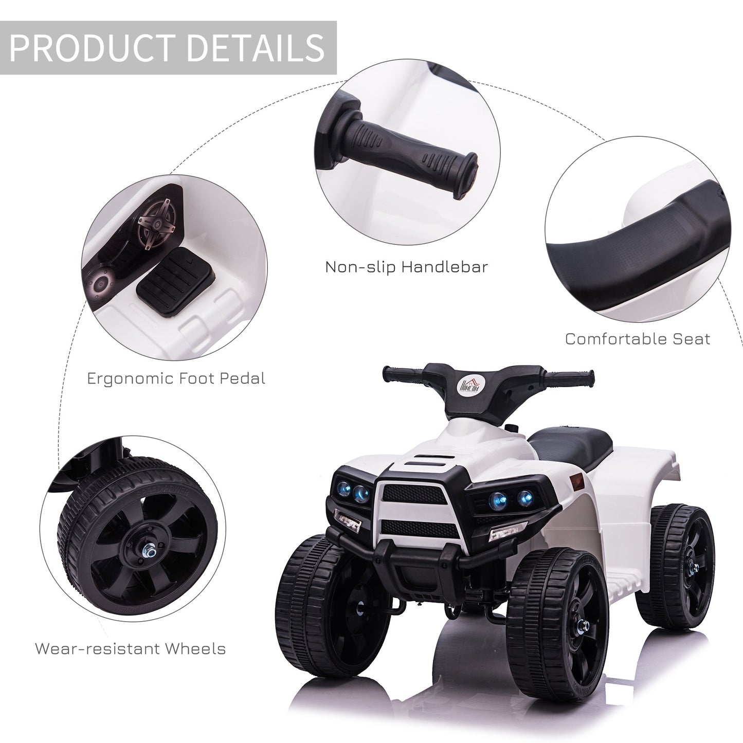 6 V Kids Ride on Cars Electric ATV for 18-36 months Toddlers +Black