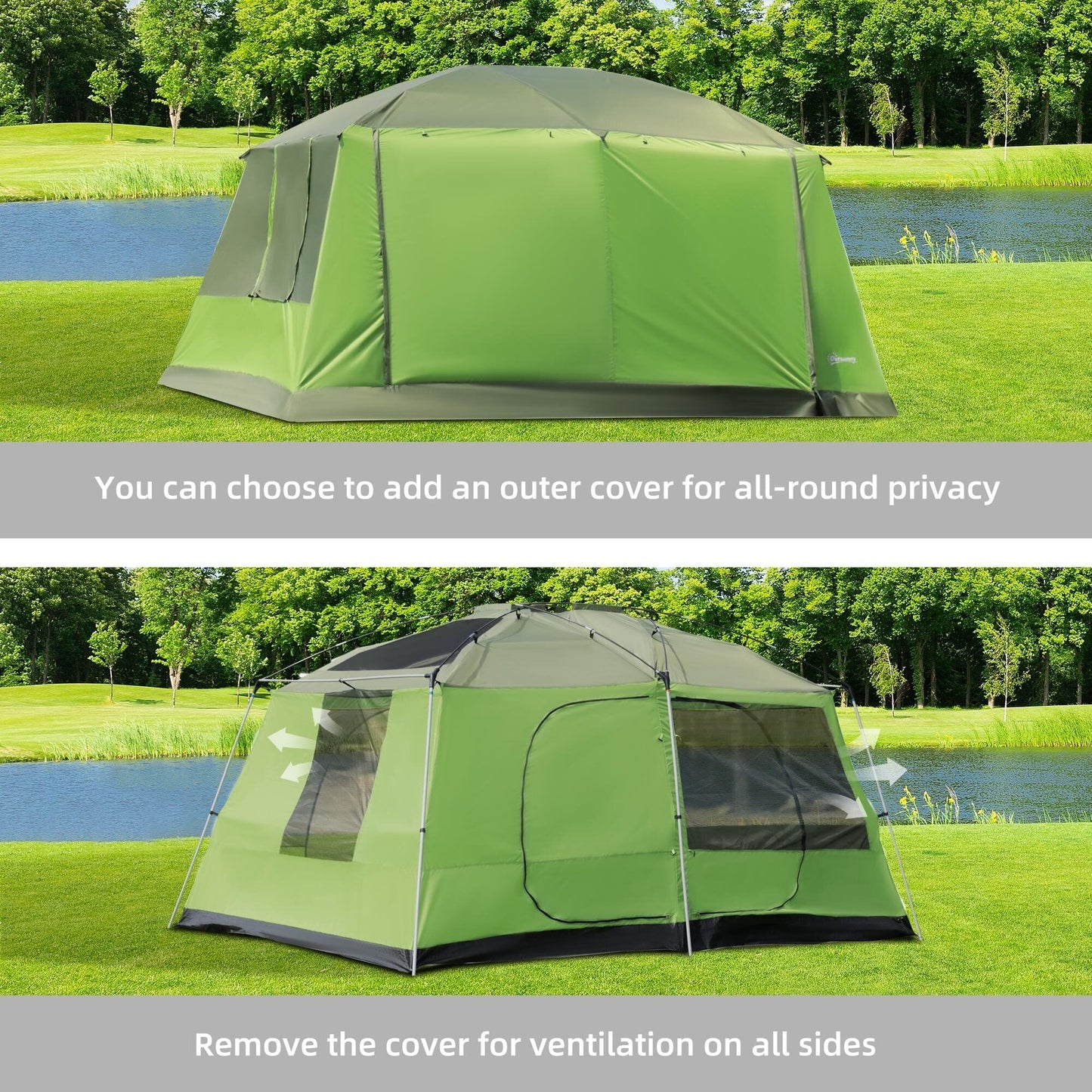 Two Room Dome Tent Camping Shelter w/ Porch and Portable Carry Bag Outsunny