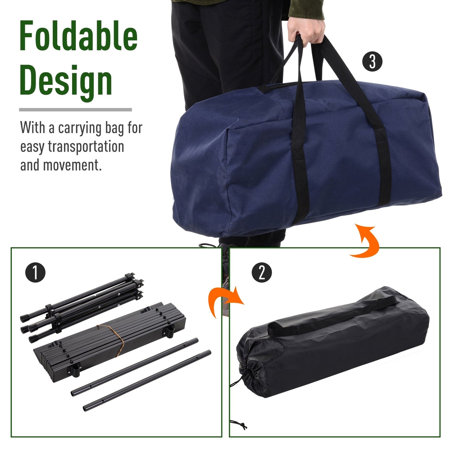 5 Piece Outdoor Foldable Camping Table Chairs Set Hiking Travel Bag Outsunny
