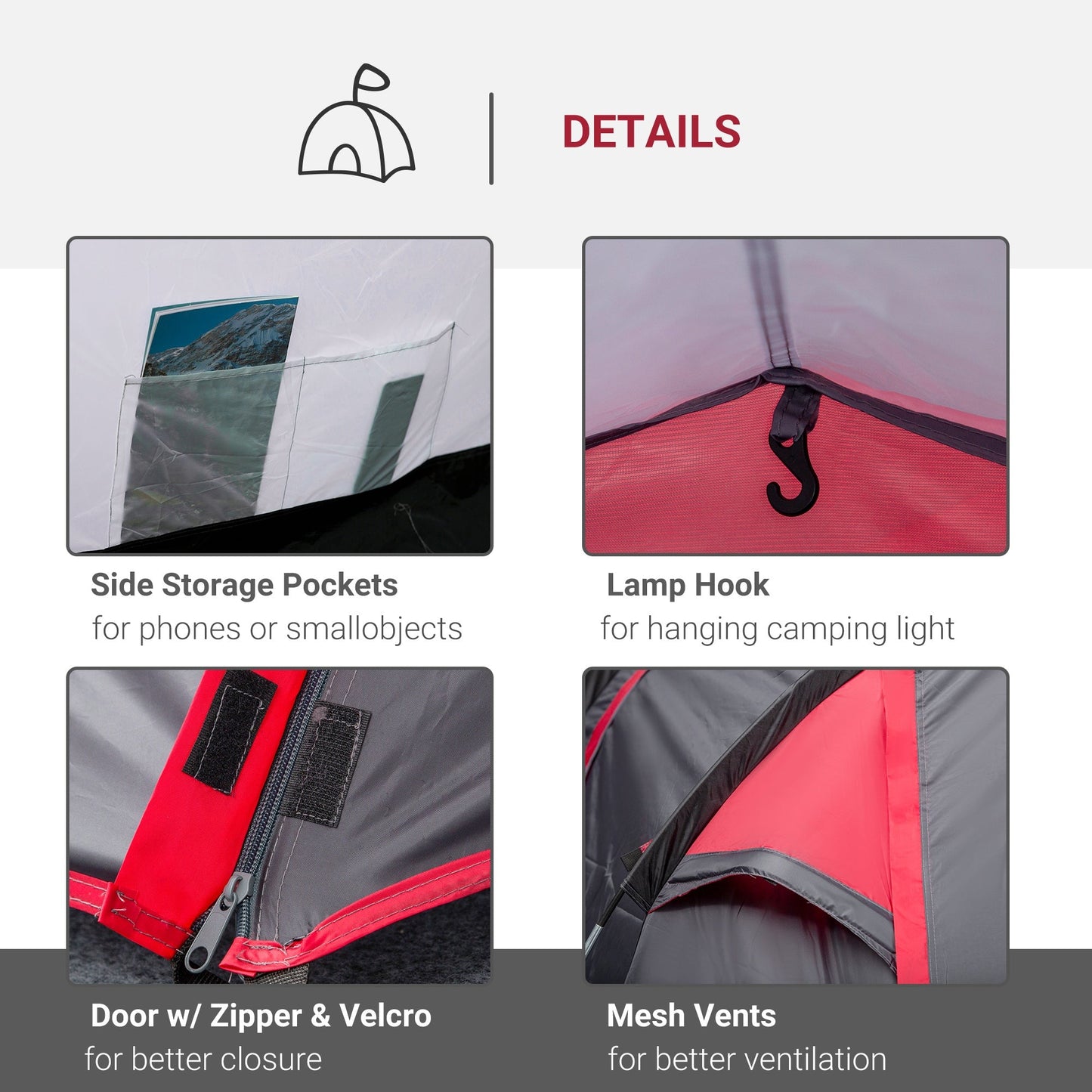 3 Man Camping Tent w/ 2 Rooms Porch Vents Rainfly Weather-Resistant Outsunny