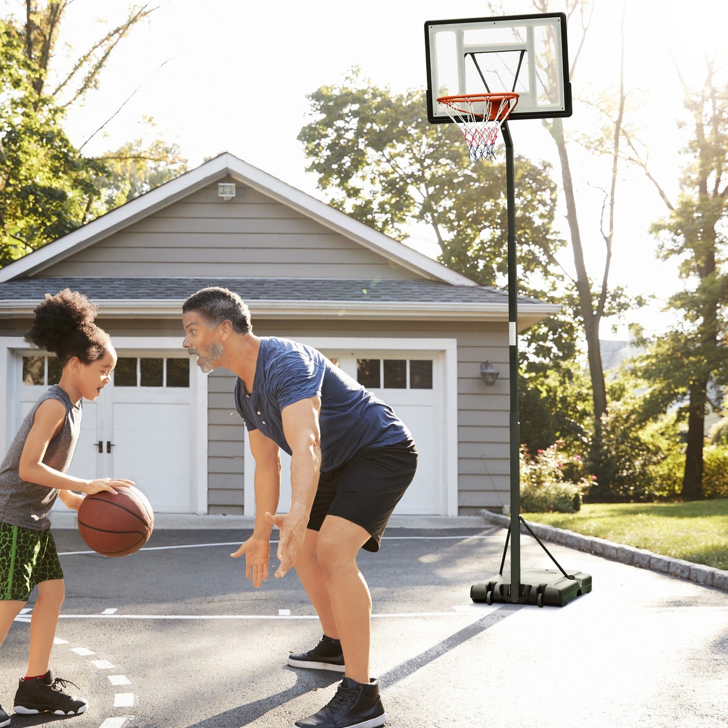 Basketball Hoop Freestanding 255-305cm Height Adjustable Stand Wheels HOMCOM