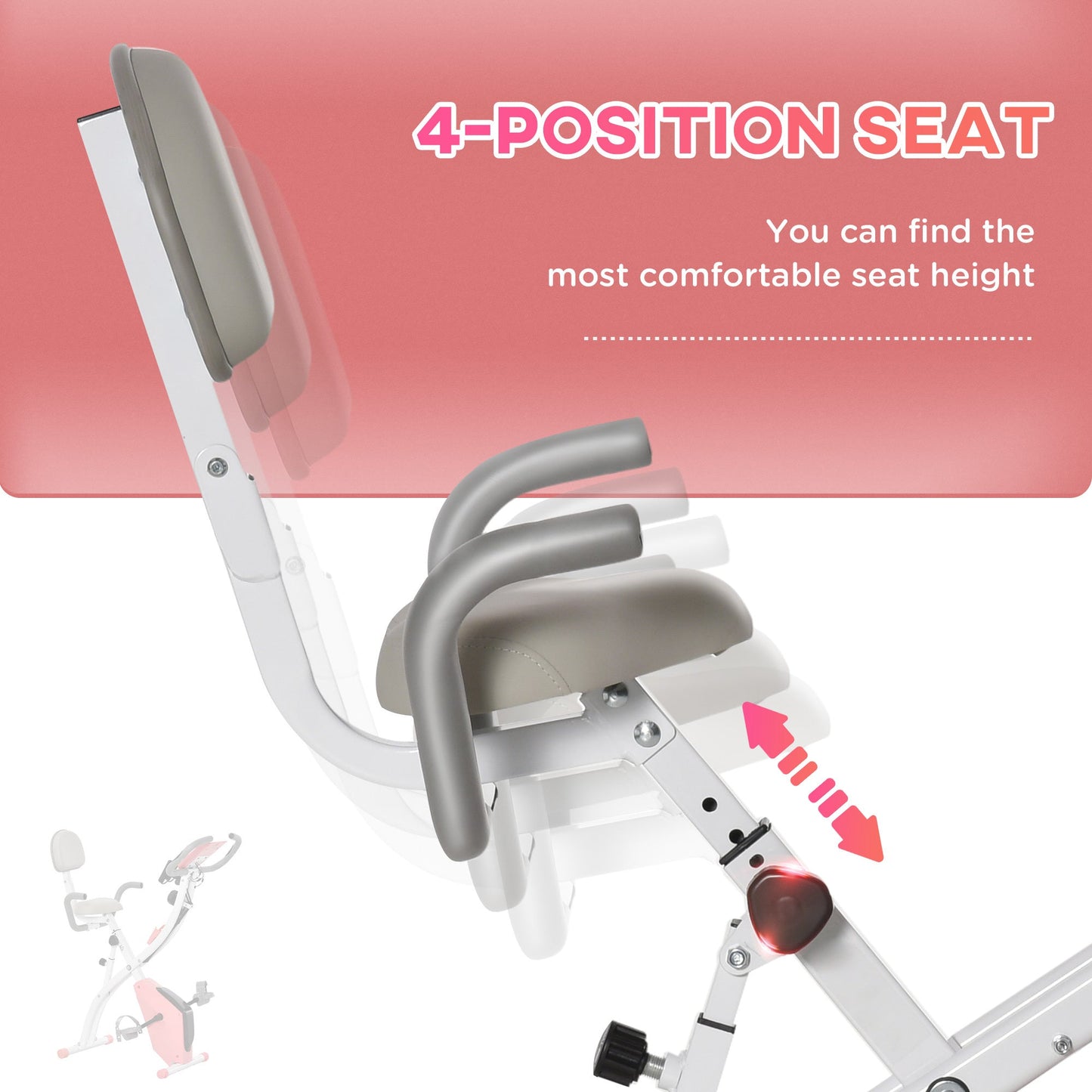 2-In-1 Upright Exercise Bike 8-Level Adjustable with Pulse Sensor Pink HOMCOM