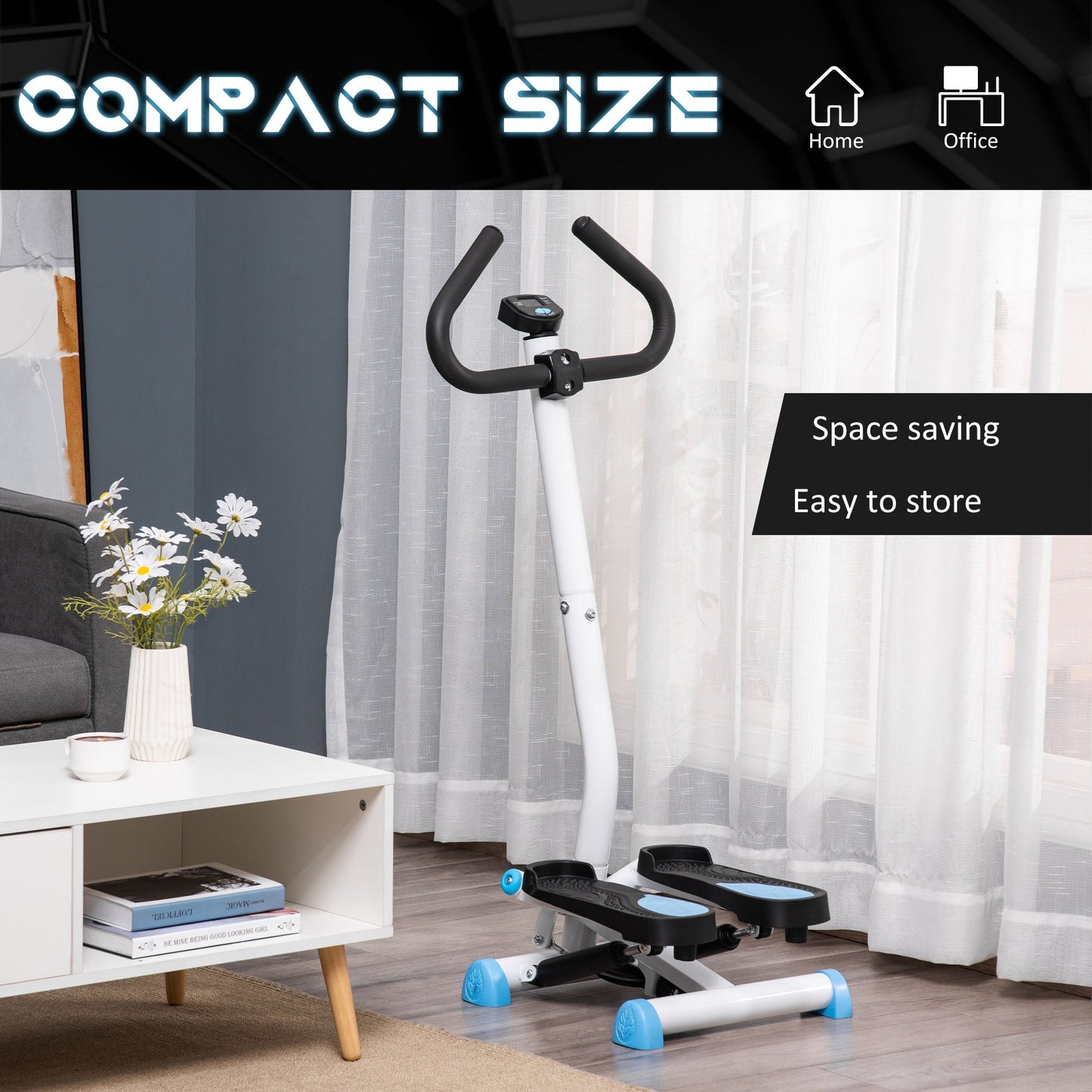 Twister Stepper Height Adjustable Step Machine w/ LCD Screen, Blue HOMCOM