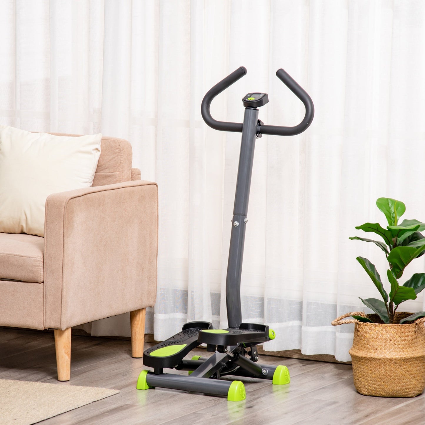 Twister Stepper Height Adjustable Step Machine w/ LCD Screen, Grey HOMCOM