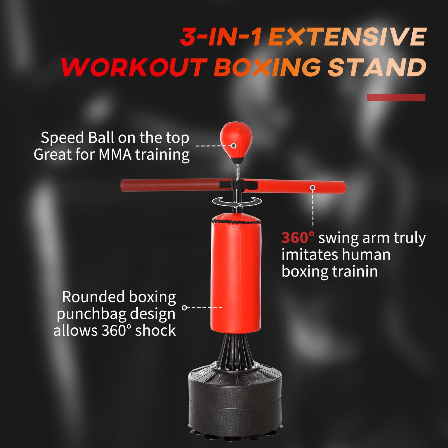 Boxing Punch Bag Stand Rotating Flexible Arm Speed Ball Waterable Base HOMCOM