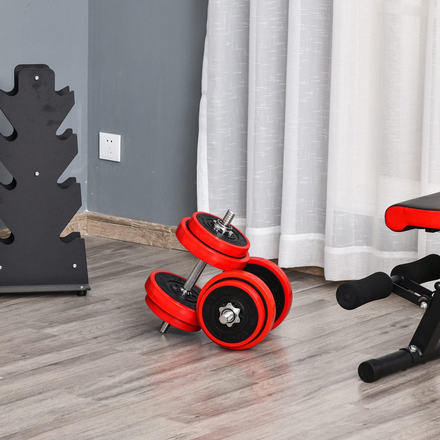 20KGS Dumbbell & Barbell Adjustable Ergonomic Set Exercise in Home Gym HOMCOM