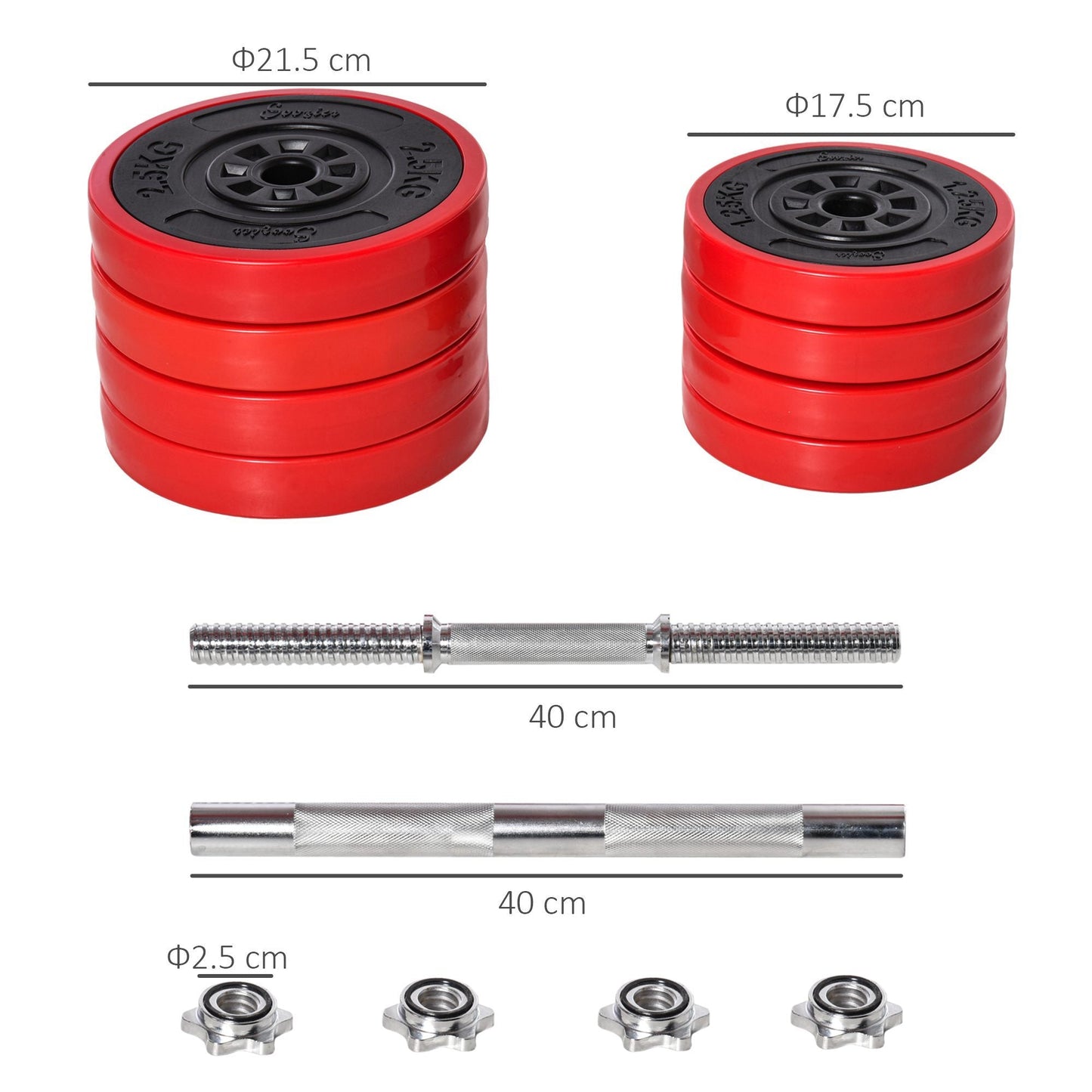 20KGS Dumbbell & Barbell Adjustable Ergonomic Set Exercise in Home Gym HOMCOM