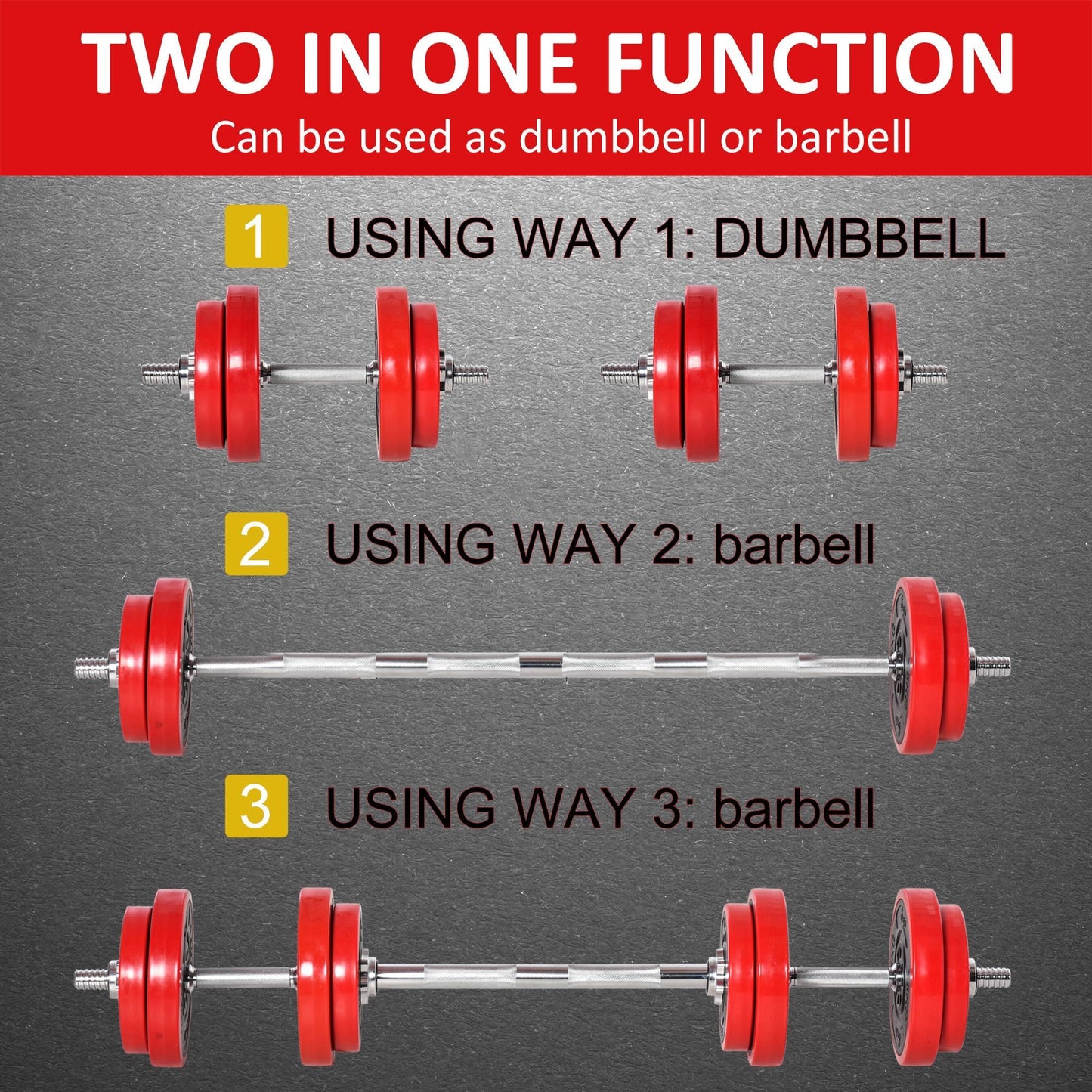 20KGS Dumbbell & Barbell Adjustable Ergonomic Set Exercise in Home Gym HOMCOM