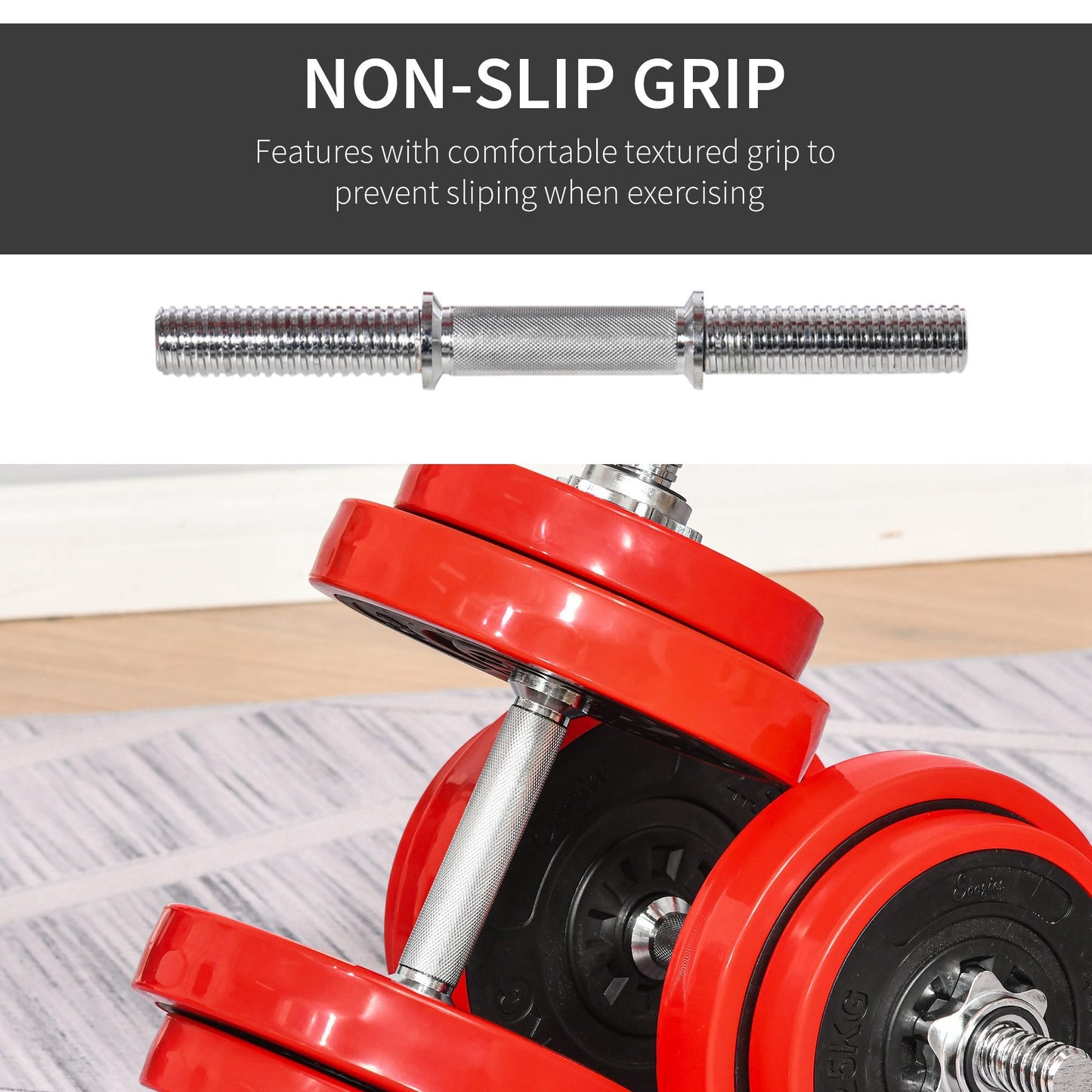 20KGS Dumbbell & Barbell Adjustable Ergonomic Set Exercise in Home Gym HOMCOM