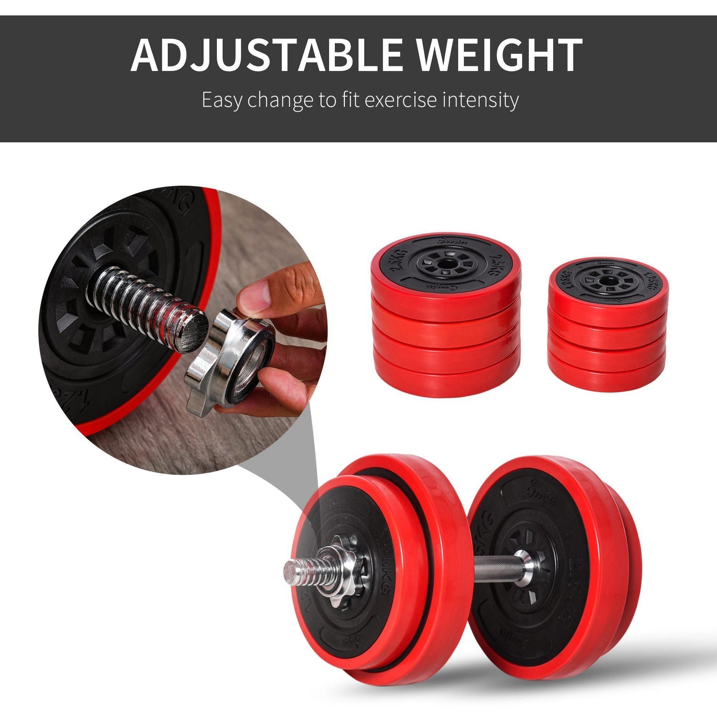 20KGS Dumbbell & Barbell Adjustable Ergonomic Set Exercise in Home Gym HOMCOM