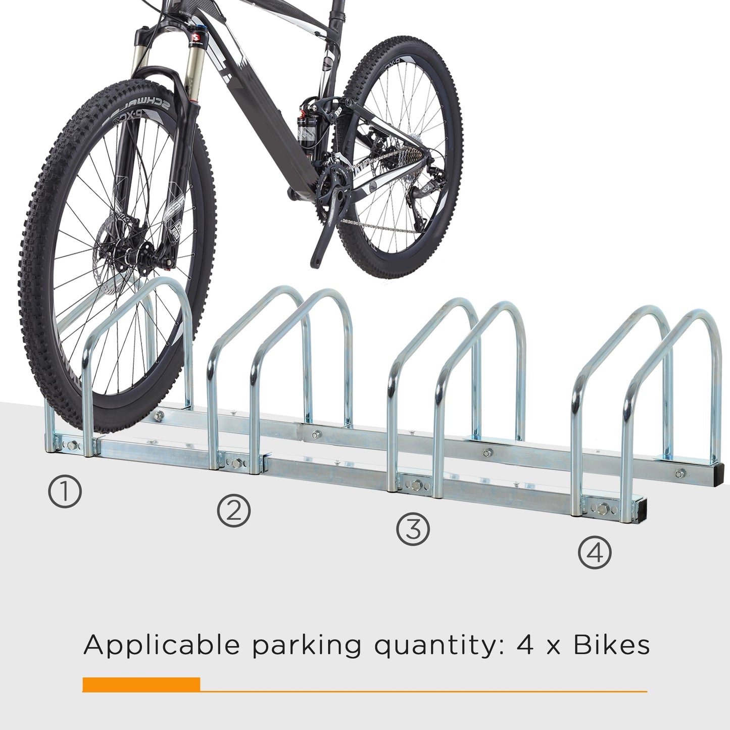 4 Bike Parking Rack Locking Storage Stand Holder Floor Wall Mount HOMCOM