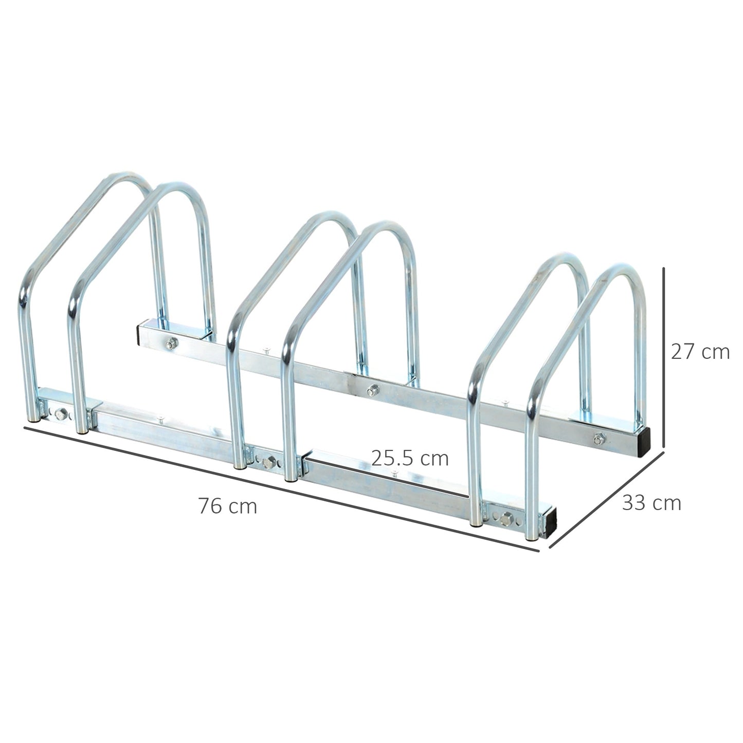 Bike Parking Rack Bicycle Locking Storage Stand for 3 Cycling Silver HOMCOM