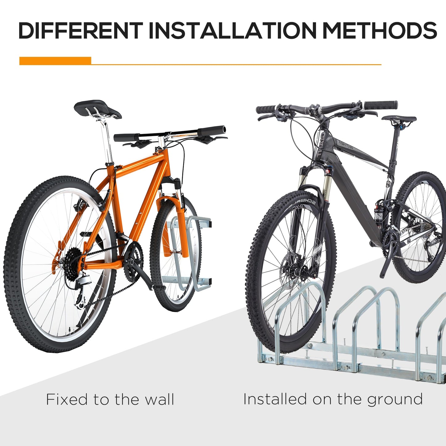 Bike Parking Rack Bicycle Locking Storage Stand for 3 Cycling Silver HOMCOM