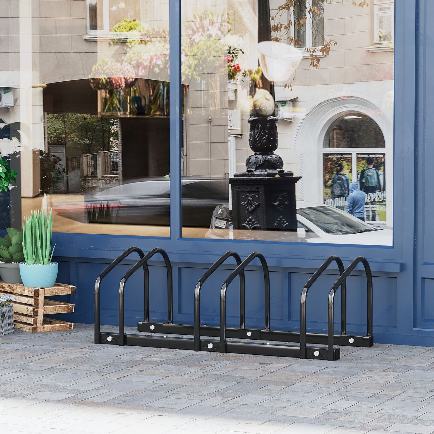 Bike Parking Rack Bicycle Locking Storage Stand for 3 Cycling Black HOMCOM