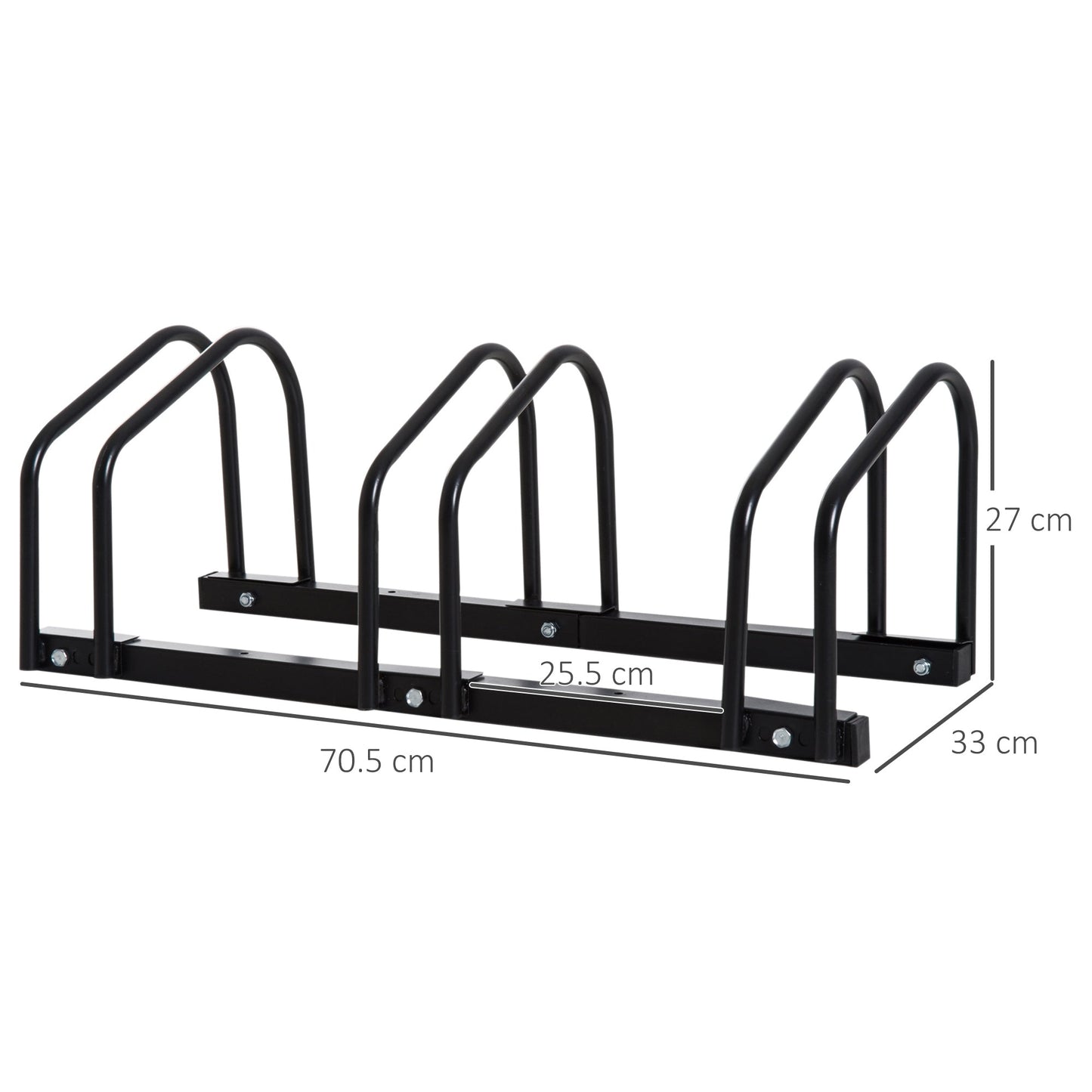 Bike Parking Rack Bicycle Locking Storage Stand for 3 Cycling Black HOMCOM