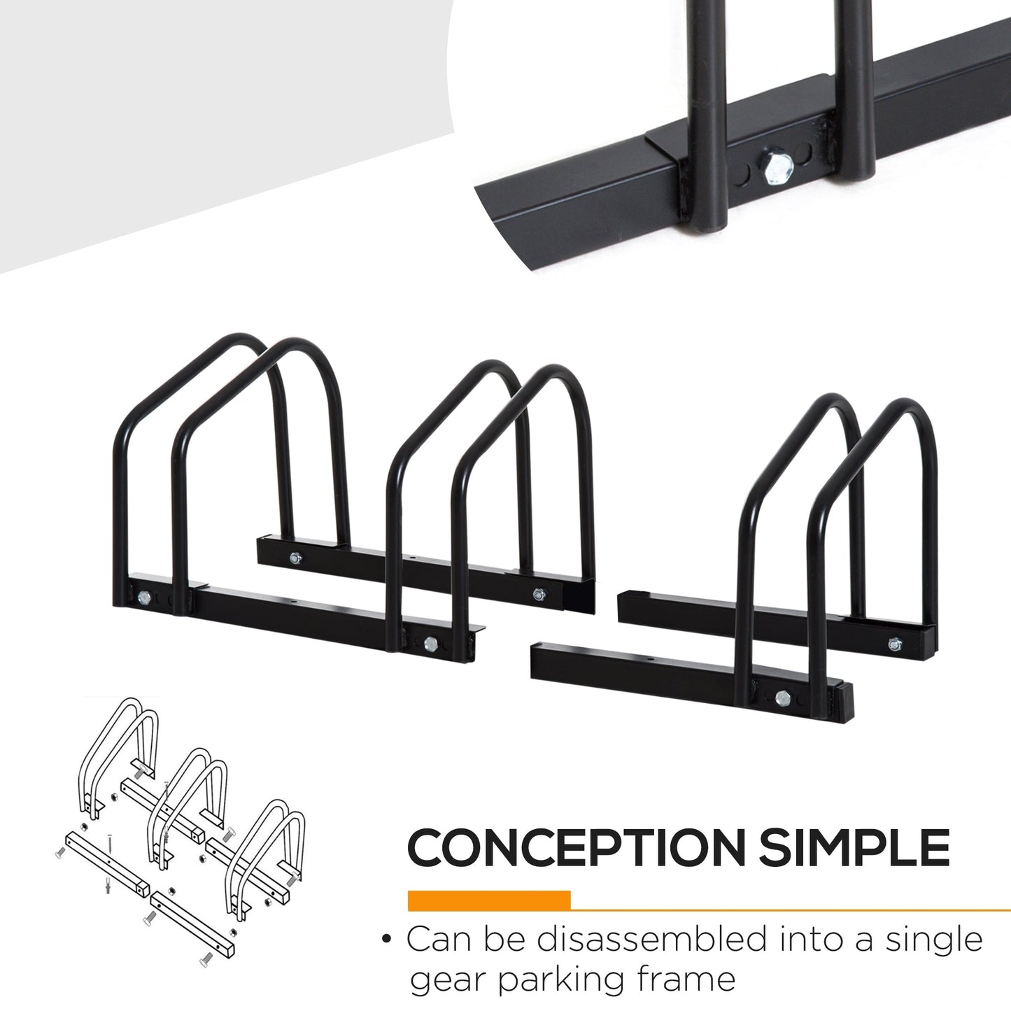 Bike Parking Rack Bicycle Locking Storage Stand for 3 Cycling Black HOMCOM