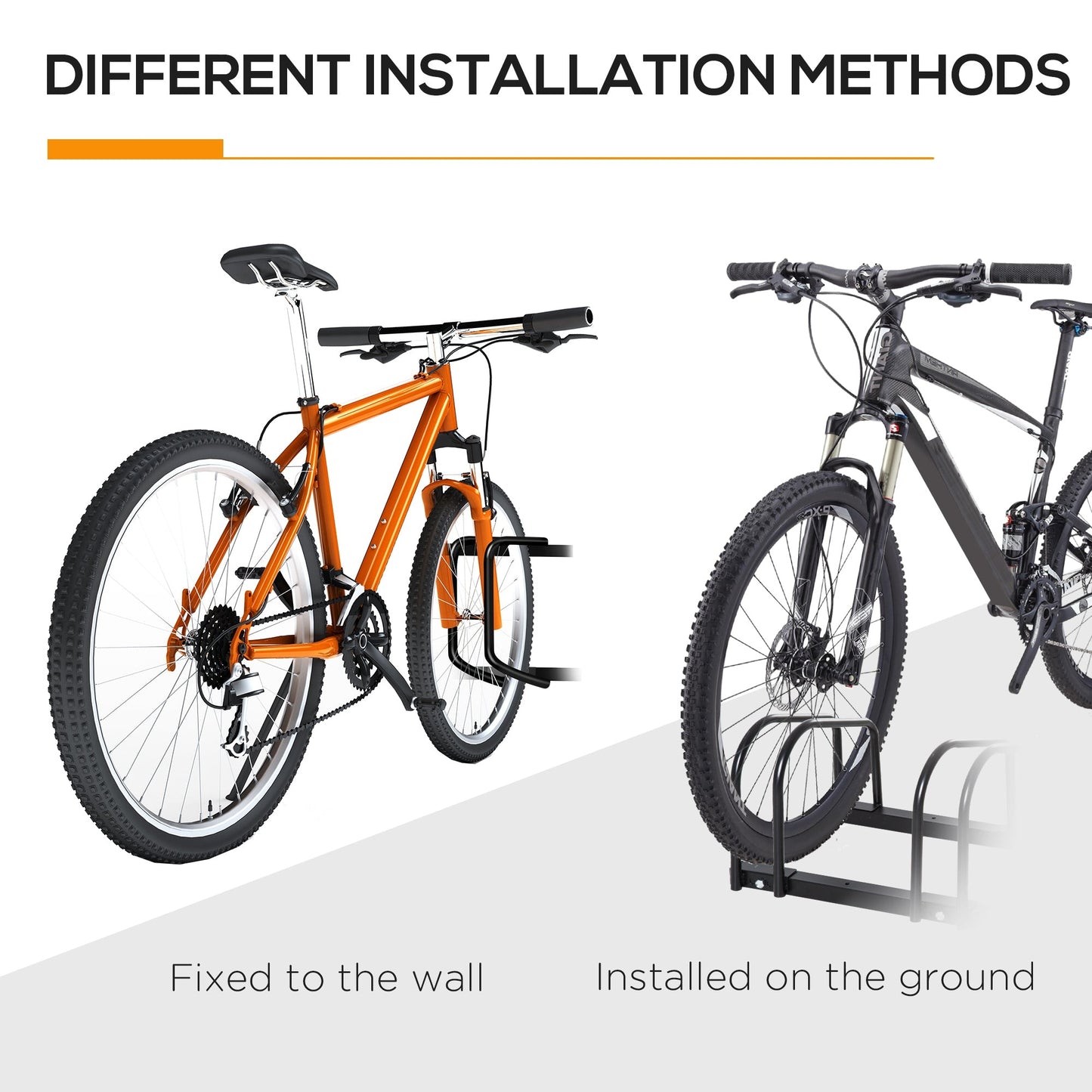 Bike Parking Rack Bicycle Locking Storage Stand for 3 Cycling Black HOMCOM