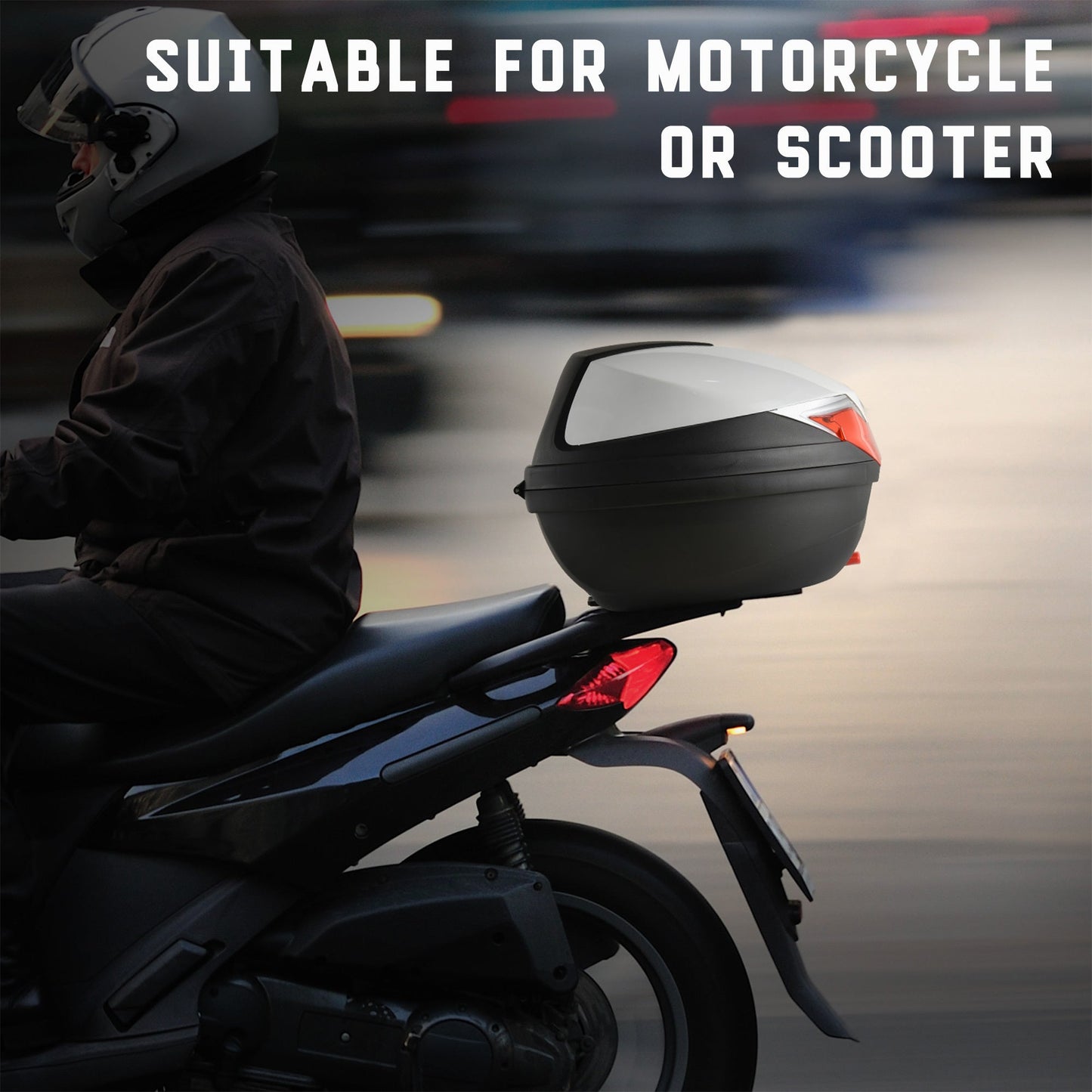 32L Capacity Motorcycle Trunk Tour Tail Box Luggage Storage Case HOMCOM