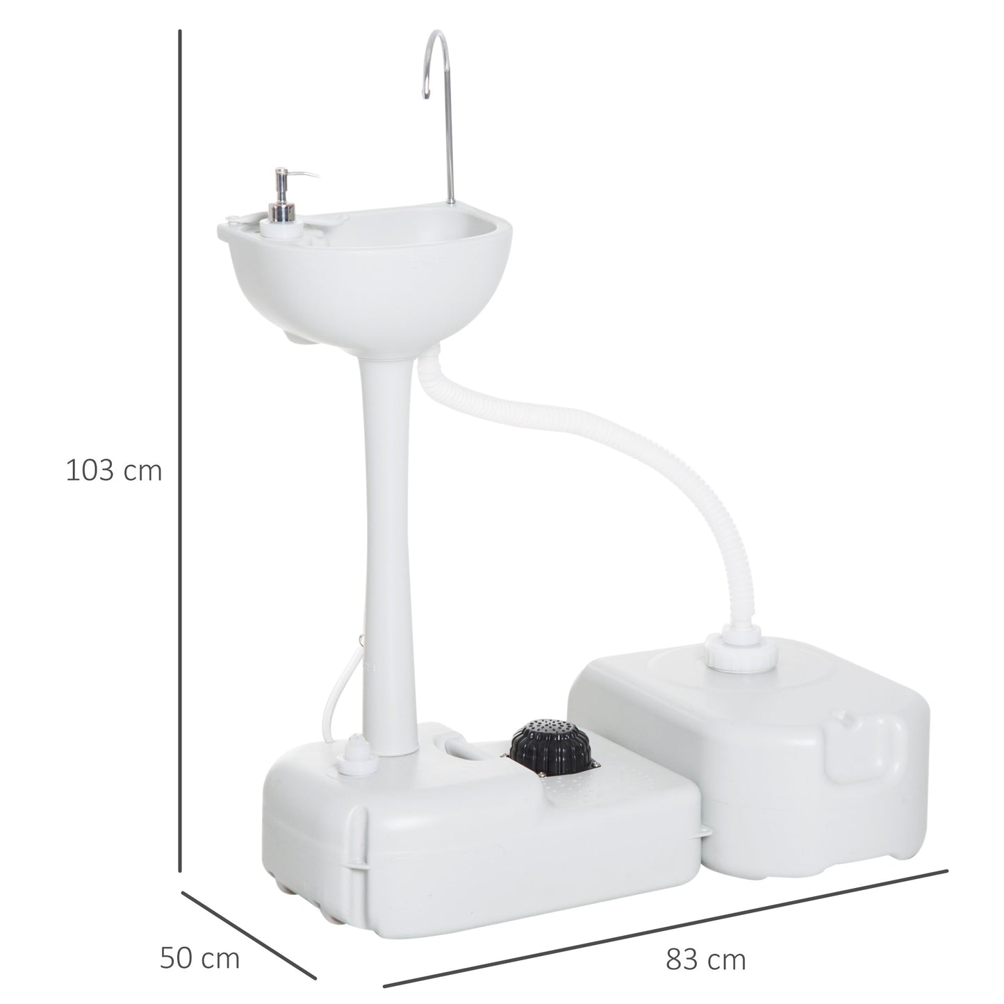 24L Portable Portable Hand wash Sink Hand Washing Basin Water Tank Outsunny