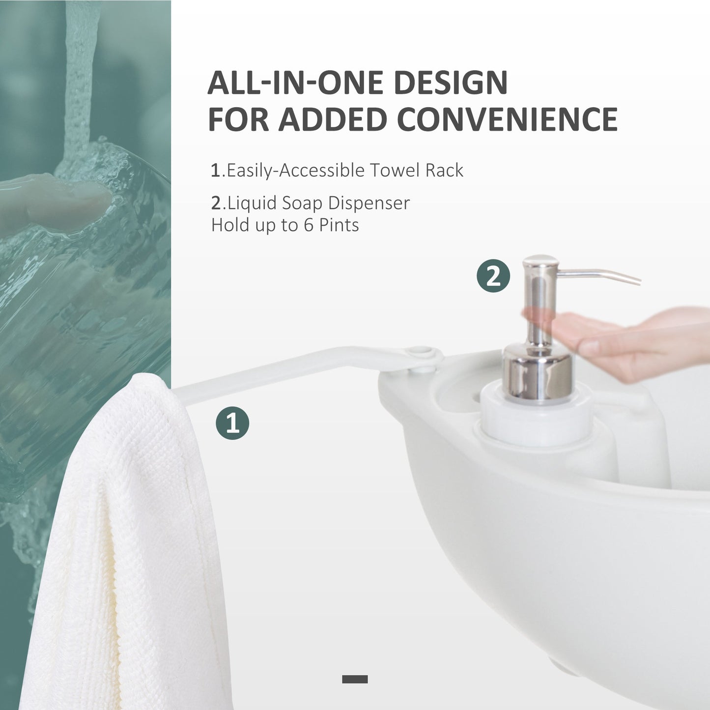 24L Portable Portable Hand wash Sink Hand Washing Basin Water Tank Outsunny