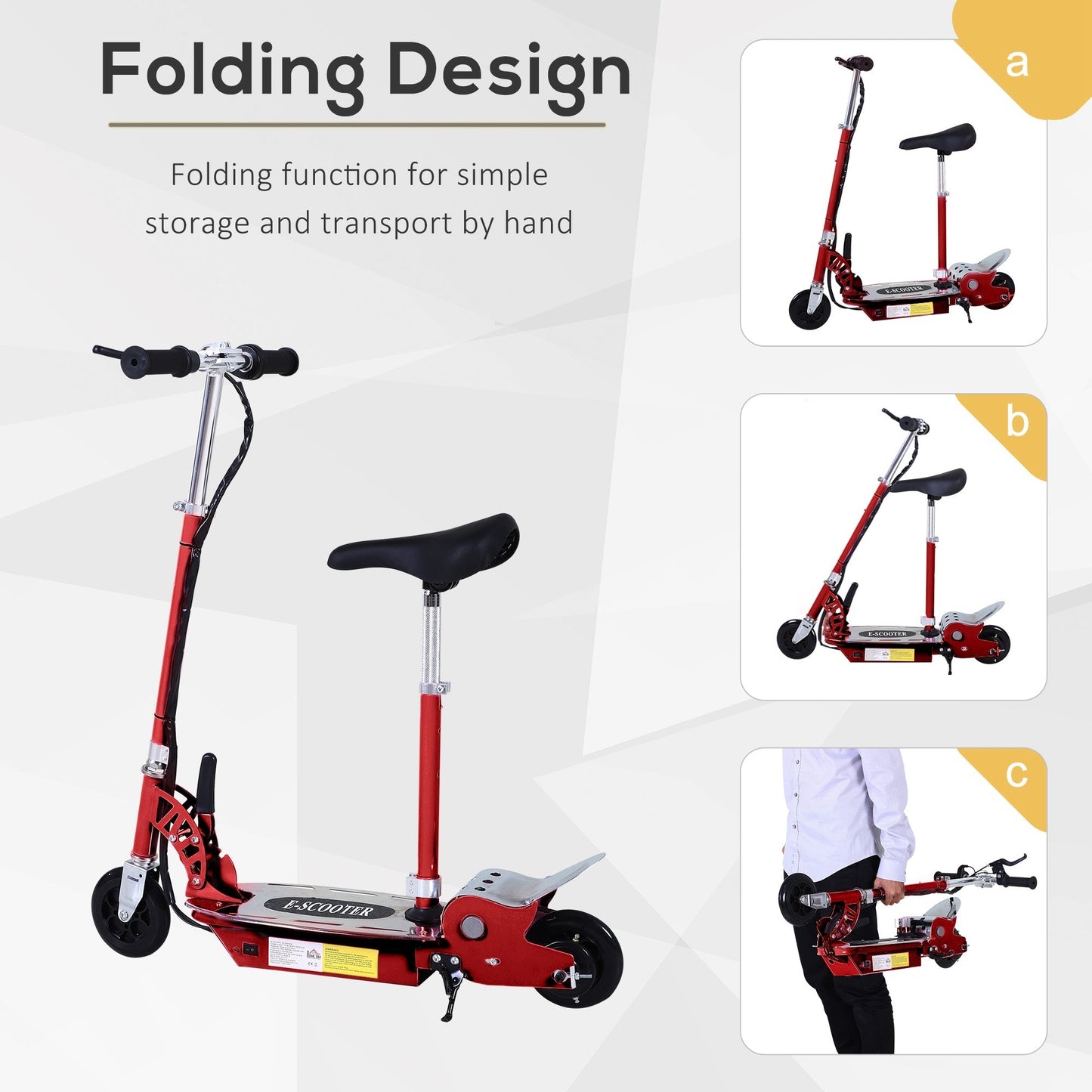 Teen Foldable Electric Scooter Battery 12V 120W w/ Brake Kickstand HOMCOM