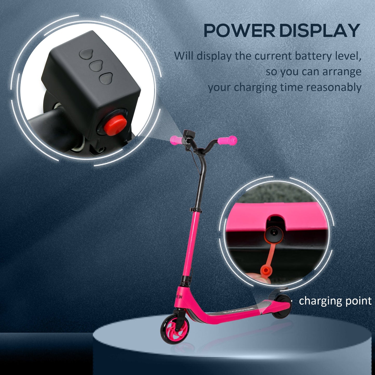 120W Electric Scooter w/ Battery Level Display, Rear Break - Pink HOMCOM