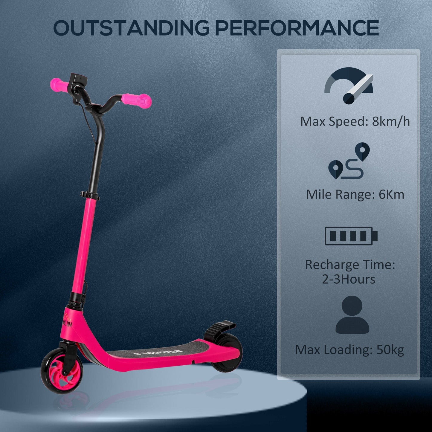120W Electric Scooter w/ Battery Level Display, Rear Break - Pink HOMCOM