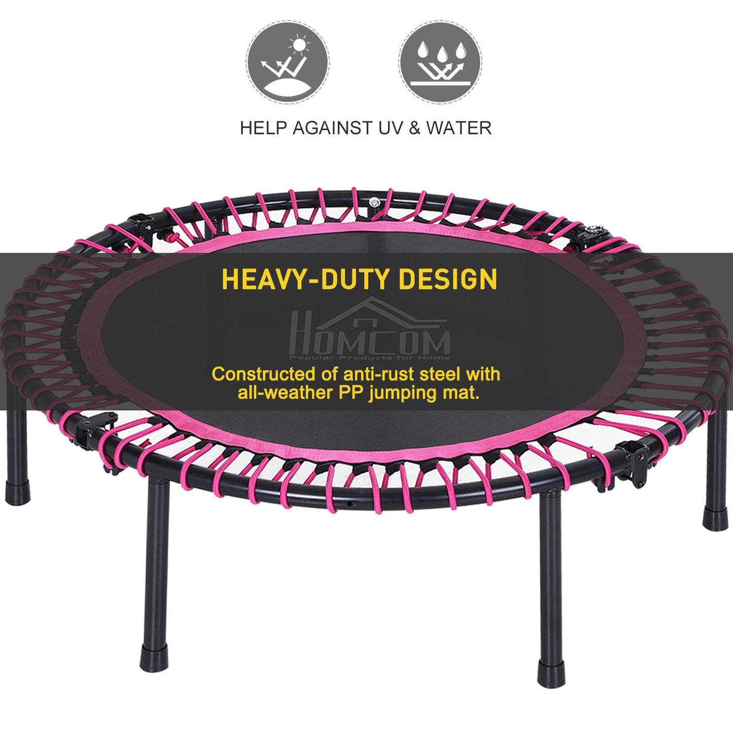 Trampoline Outdoor Bouncer Jumper Adjustable Handle Adult Kid Pink HOMCOM