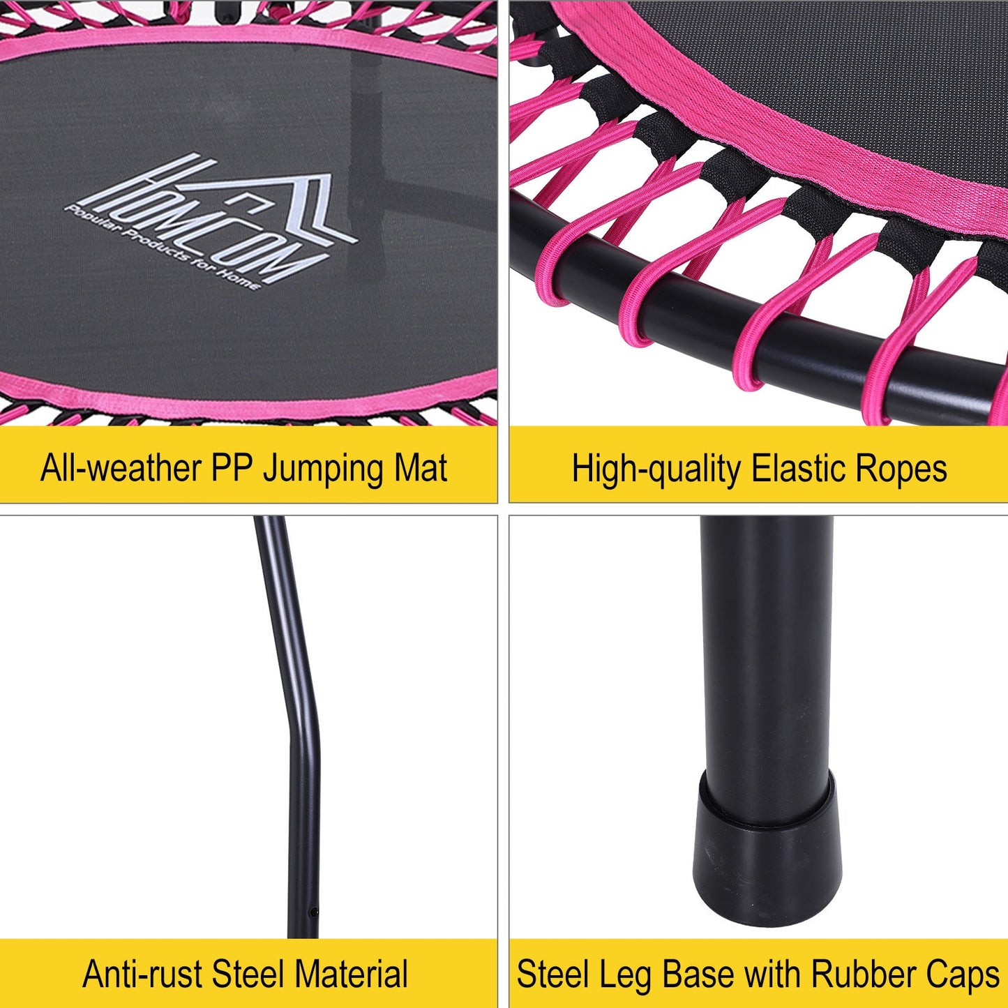 Trampoline Outdoor Bouncer Jumper Adjustable Handle Adult Kid Pink HOMCOM