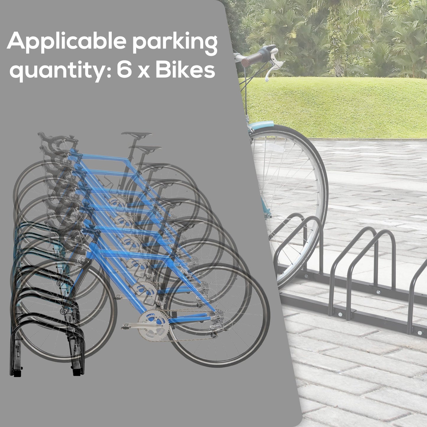 6 Bike Parking Rack Locking Storage Stand Holder Floor Wall Mount Black HOMCOM