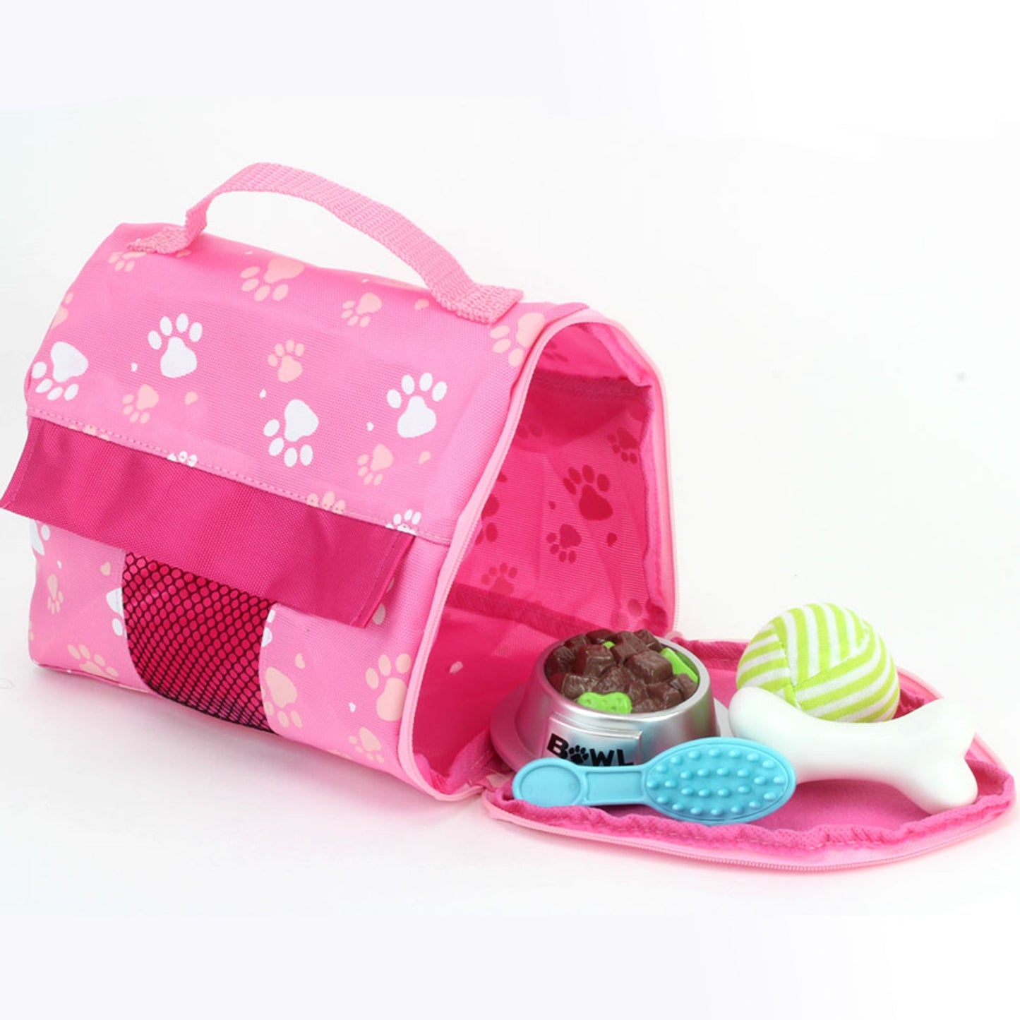 Plush Puppy Dog Carrier & 8 Interactive Accessories 18" Baby Dolls